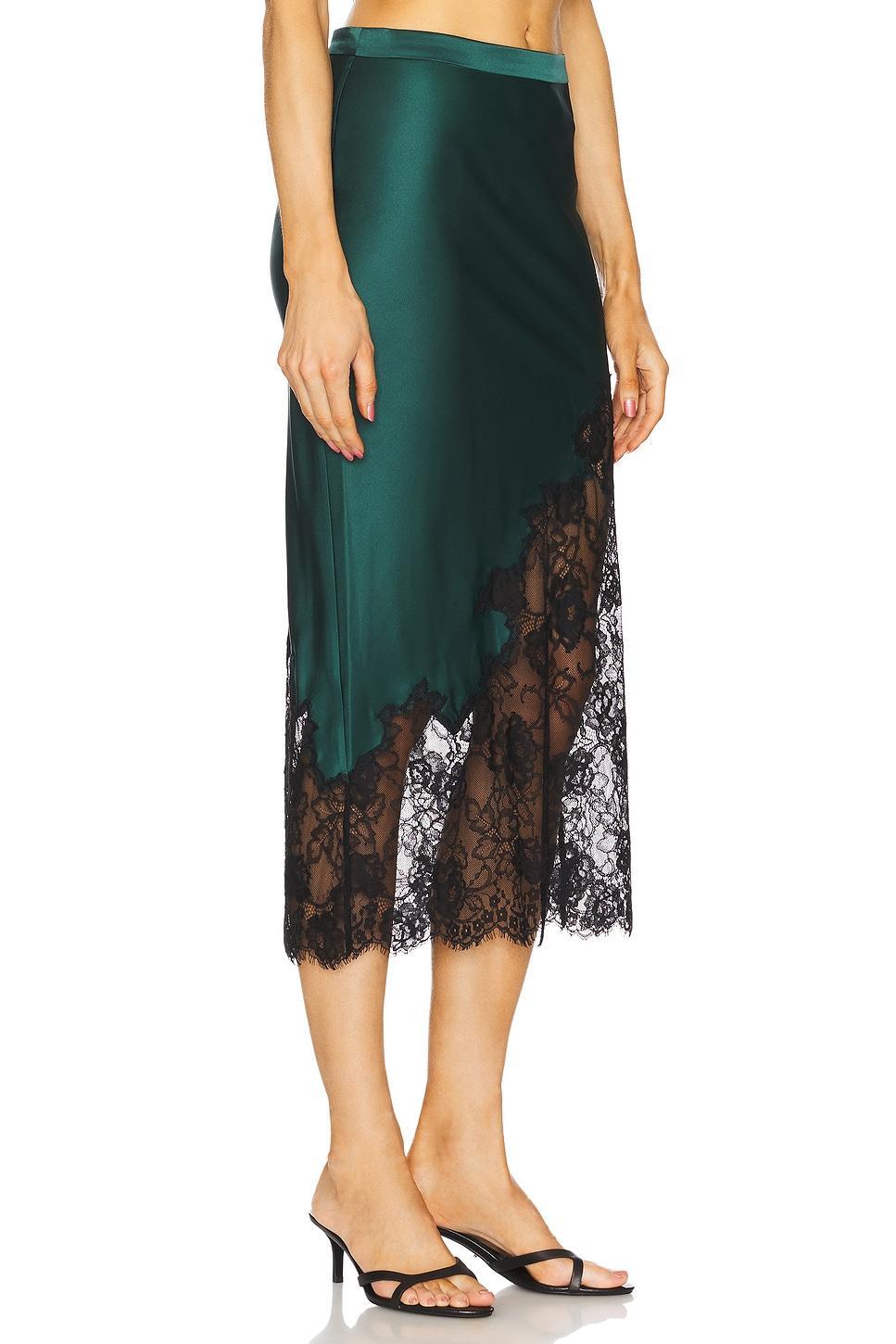 Silk And Lace Scallop Midi Skirt fleur du mal Product Image