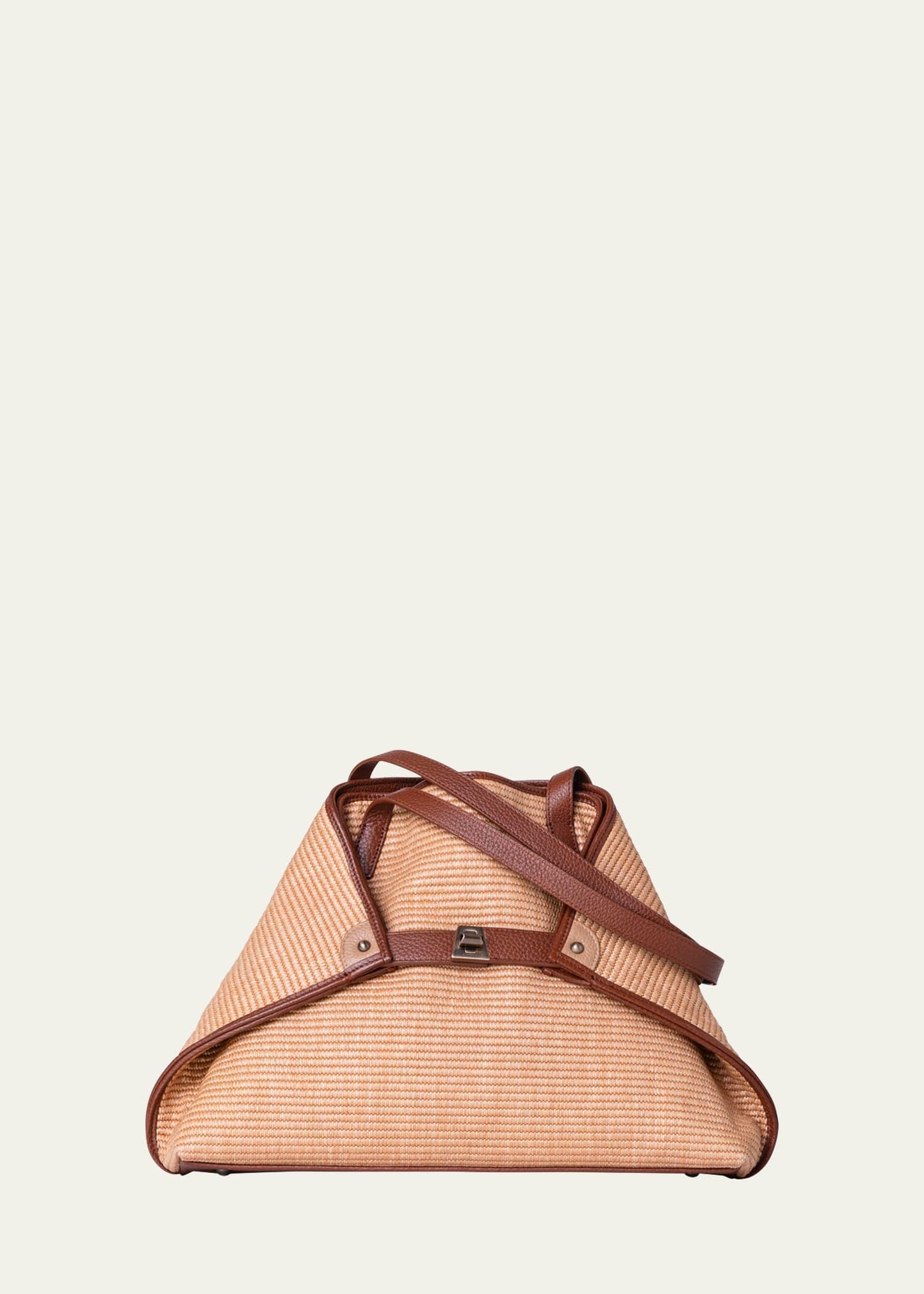 Womens Small Ai Raffia & Leather Tote Bag Product Image