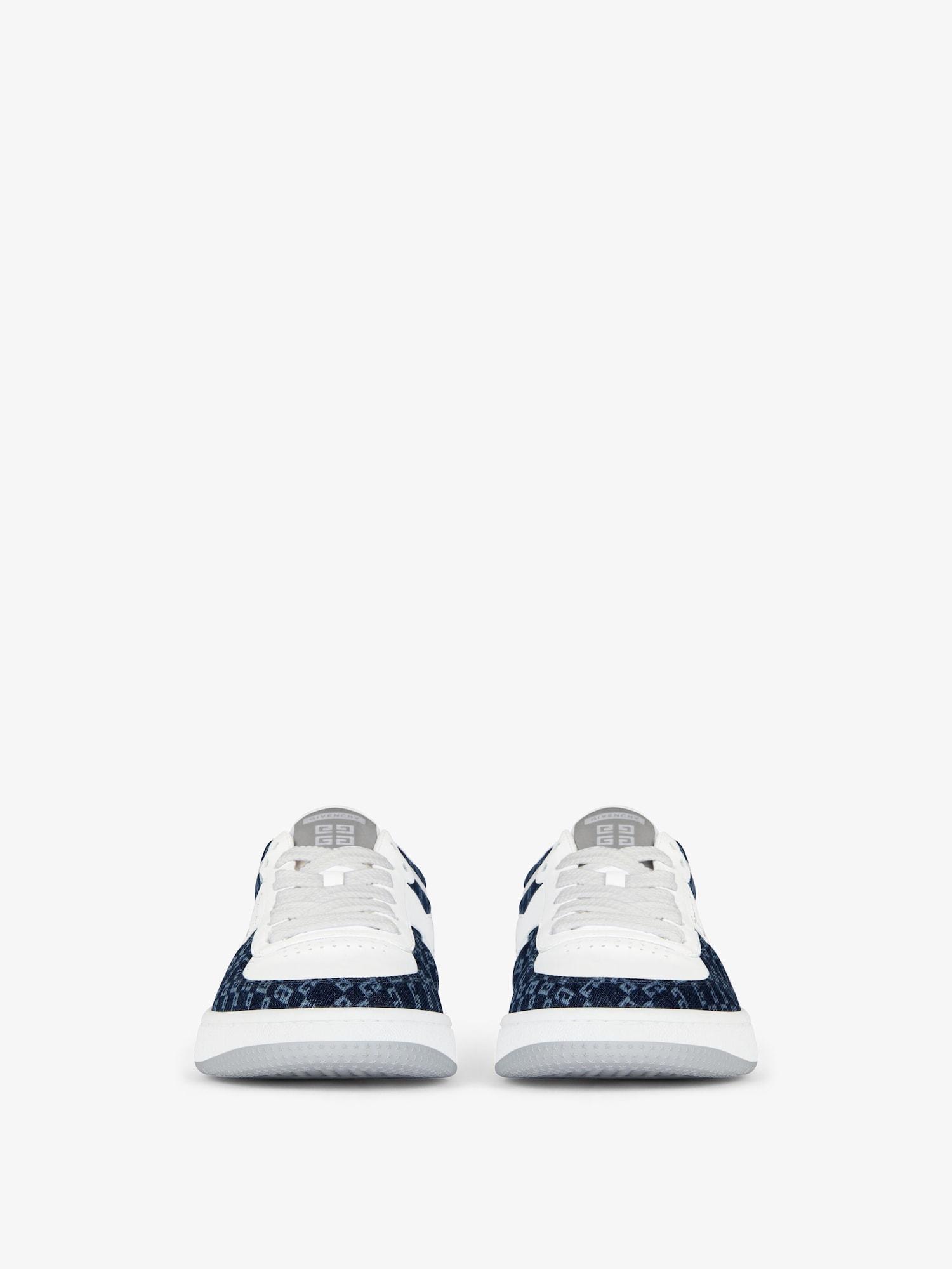 G Move sneakers in leather and monogram 72 denim Product Image
