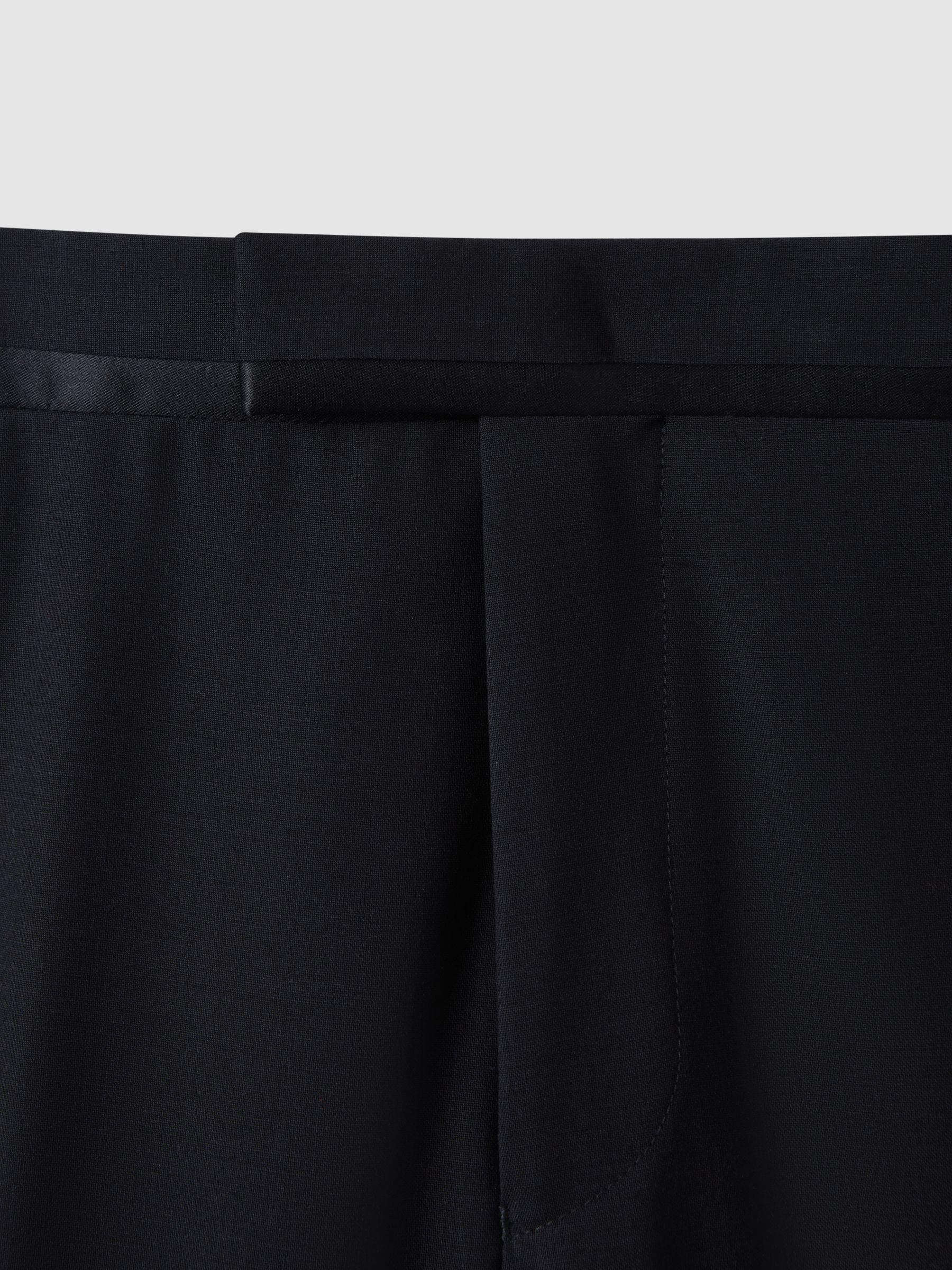 Wool-Linen Check Tapered Trousers in Soft Grey Melange Product Image