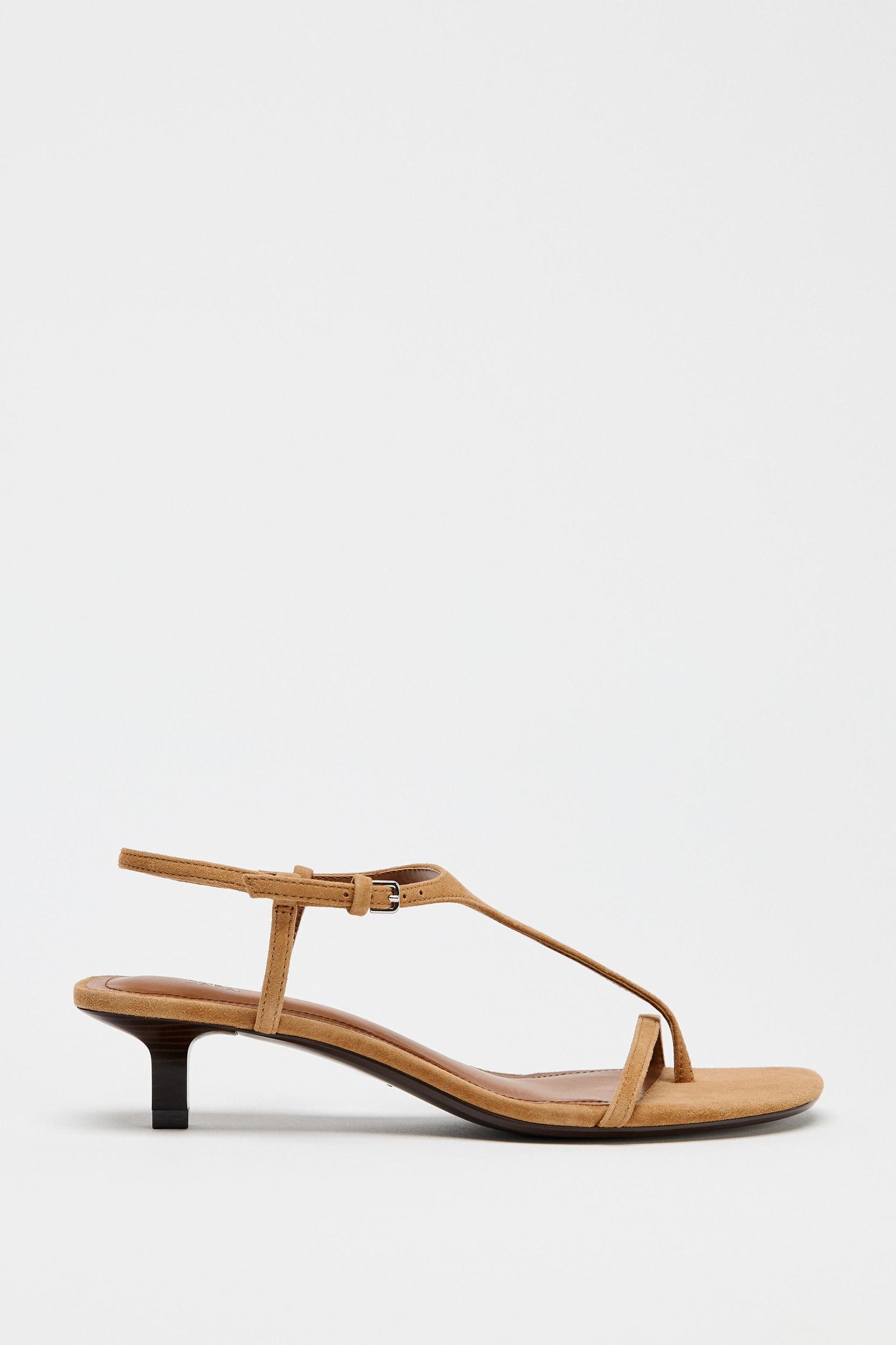 SUEDE KITTEN HEEL SANDALS Product Image