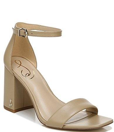 Sam Edelman Daniella Leather Ankle Strap Square Toe Dress Sandals Product Image