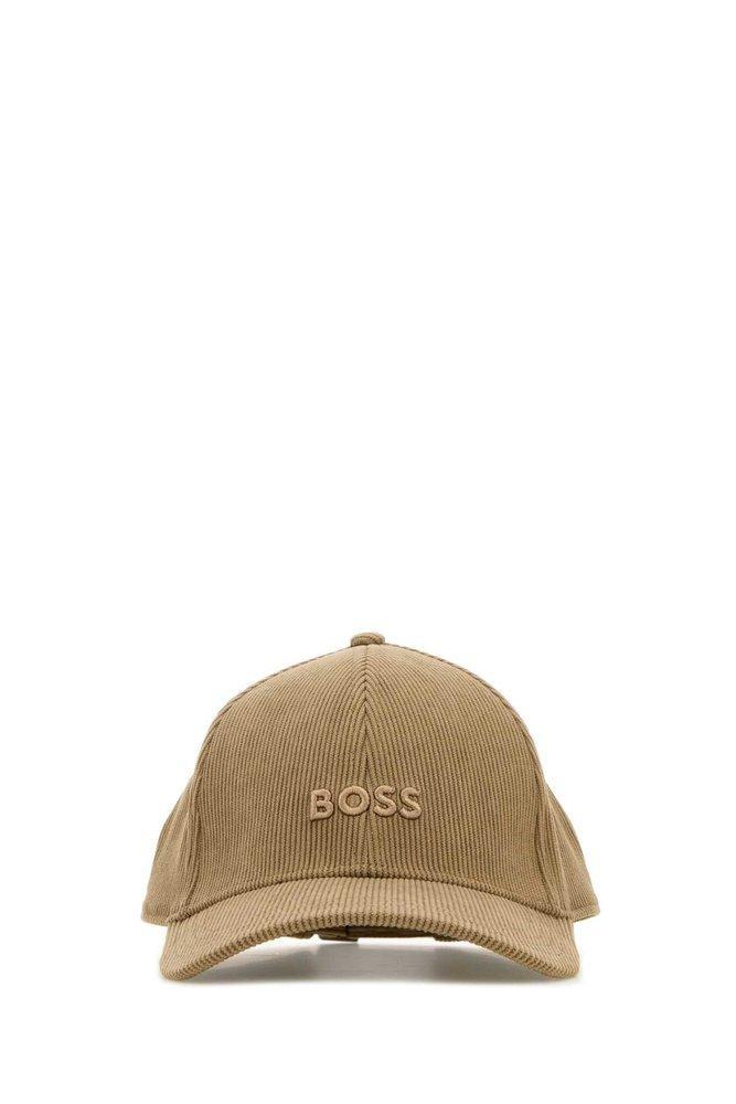 HUGO BOSS Boss  Logo Embroidered Corduroy Baseball Cap In Beige Product Image