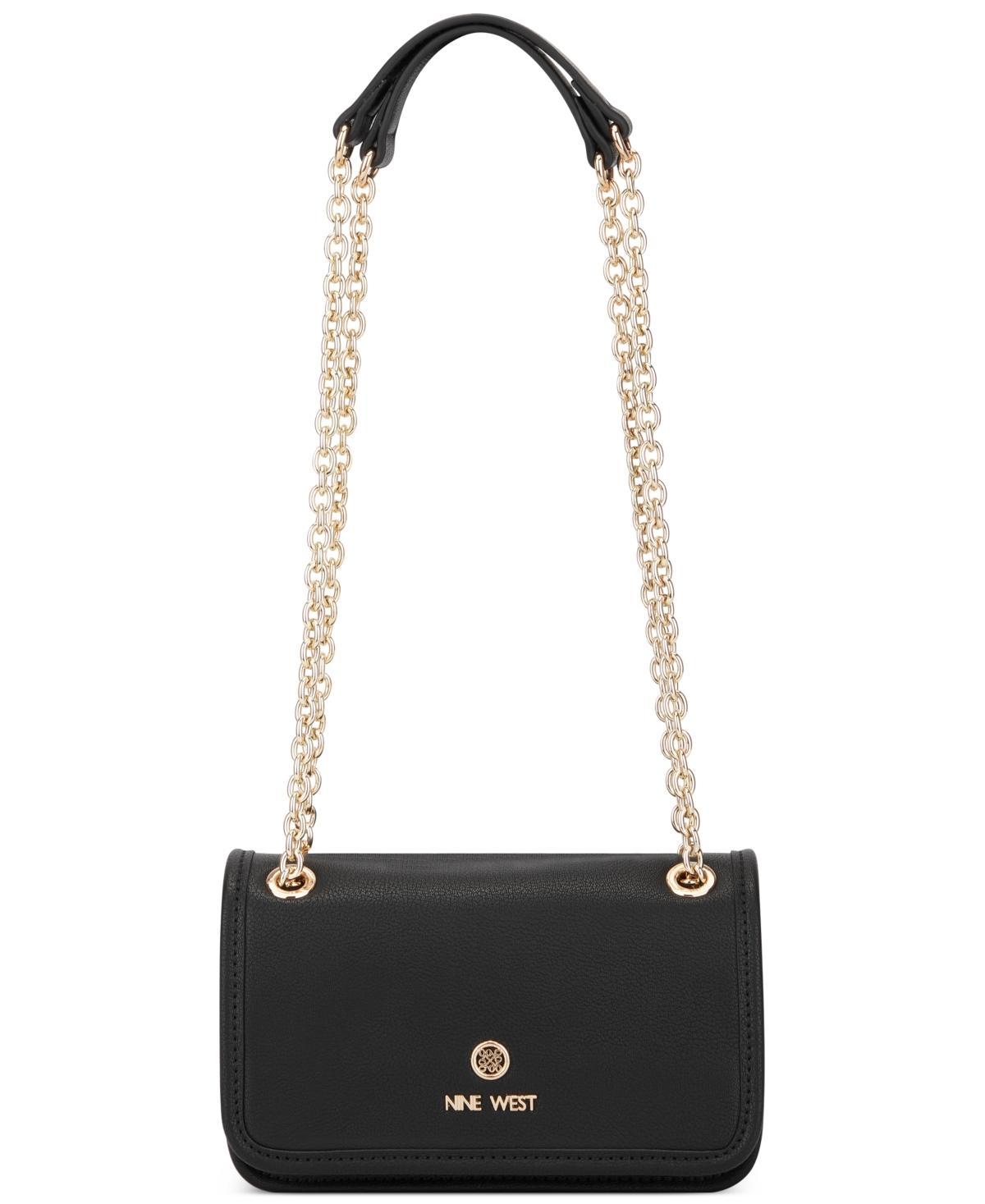 Nine West Womens Saoirse Mini Convertible Flap Crossbody Bag - Beige Logo Product Image