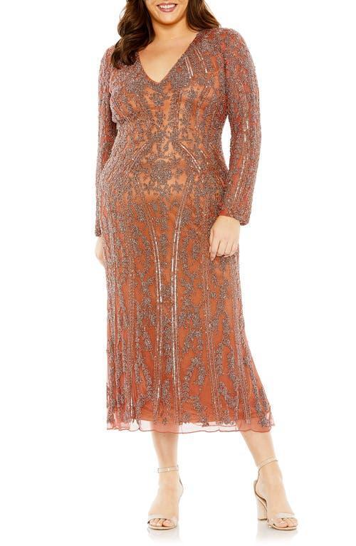 Womens Beaded Satin Midi Dress Product Image