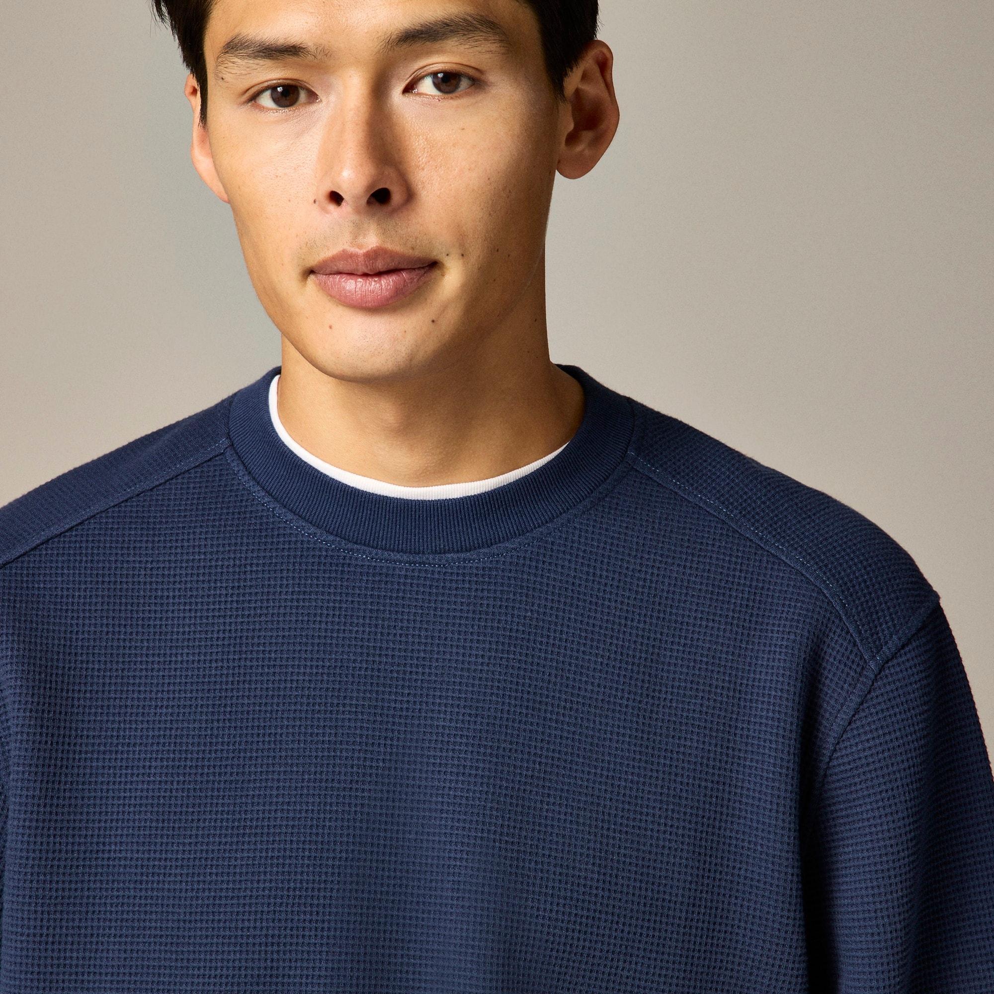 Long-sleeve brushed waffle-knit crewneck Product Image