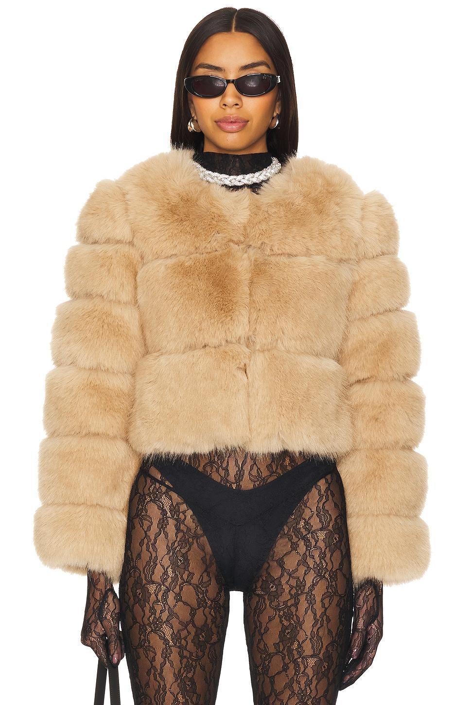 Liana Faux Fur Jacket Line & Dot Product Image
