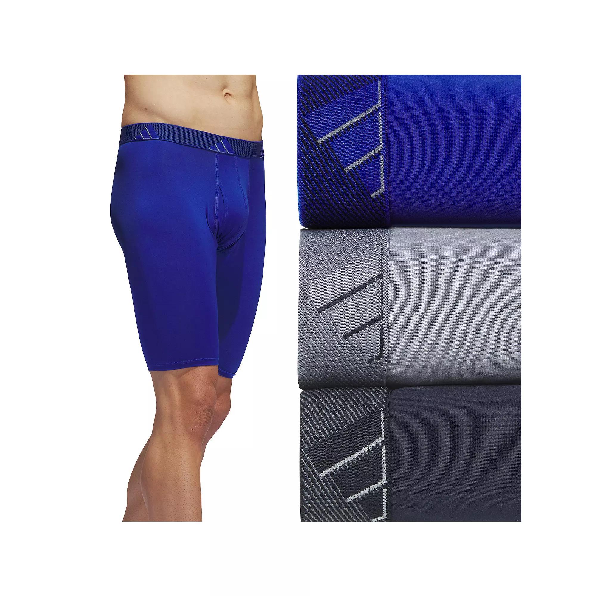 Men's adidas 3-pack Microfiber Long Boxer Briefs, Size: XL, Multi Royal Blue Gray Product Image