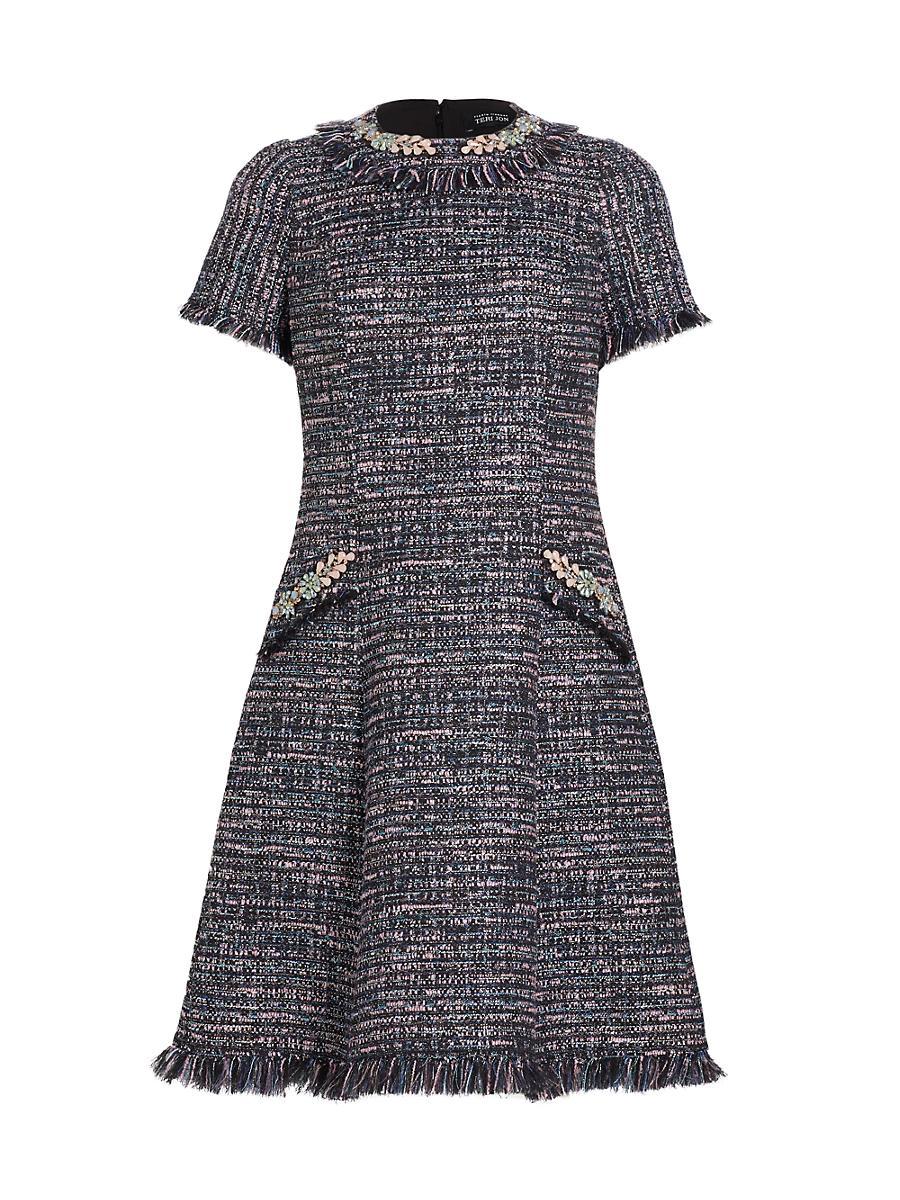 Womens Tweed Short-Sleeve Dress Product Image