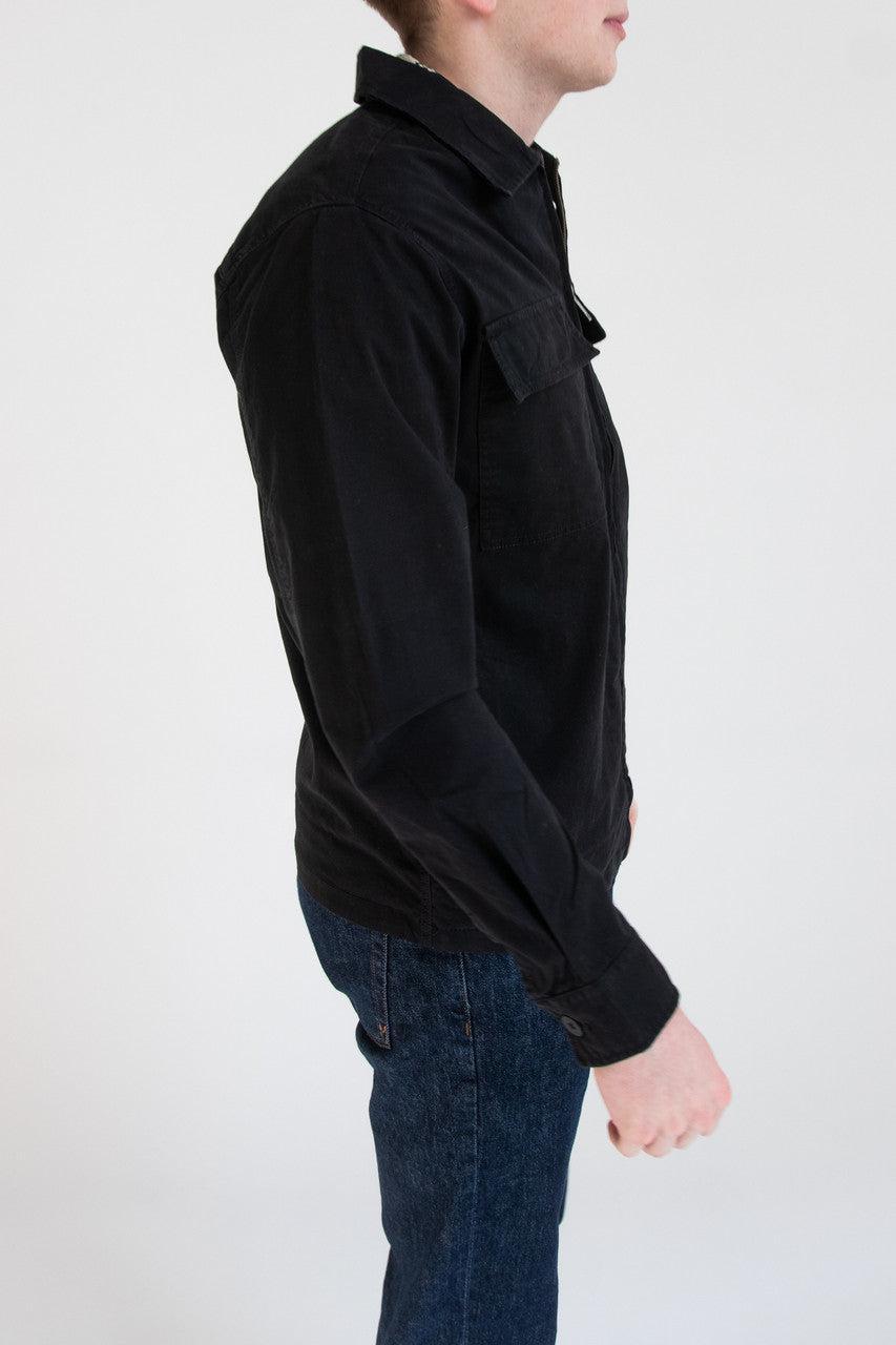 Black Zip Up Twill Jacket Product Image