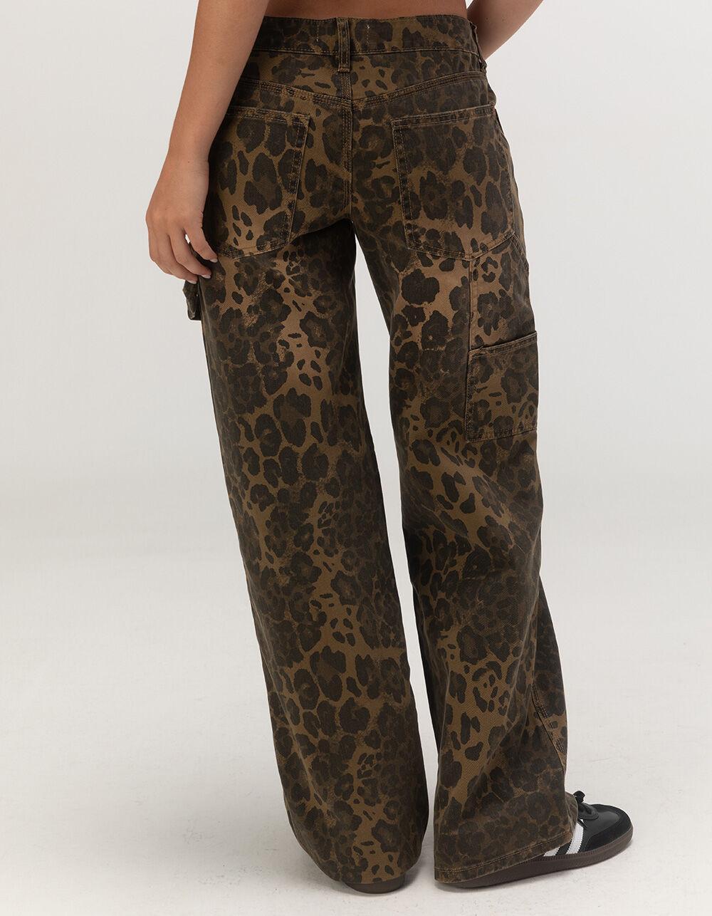RSQ Womens Low Rise Leopard Baggy Carpenter Pants Product Image