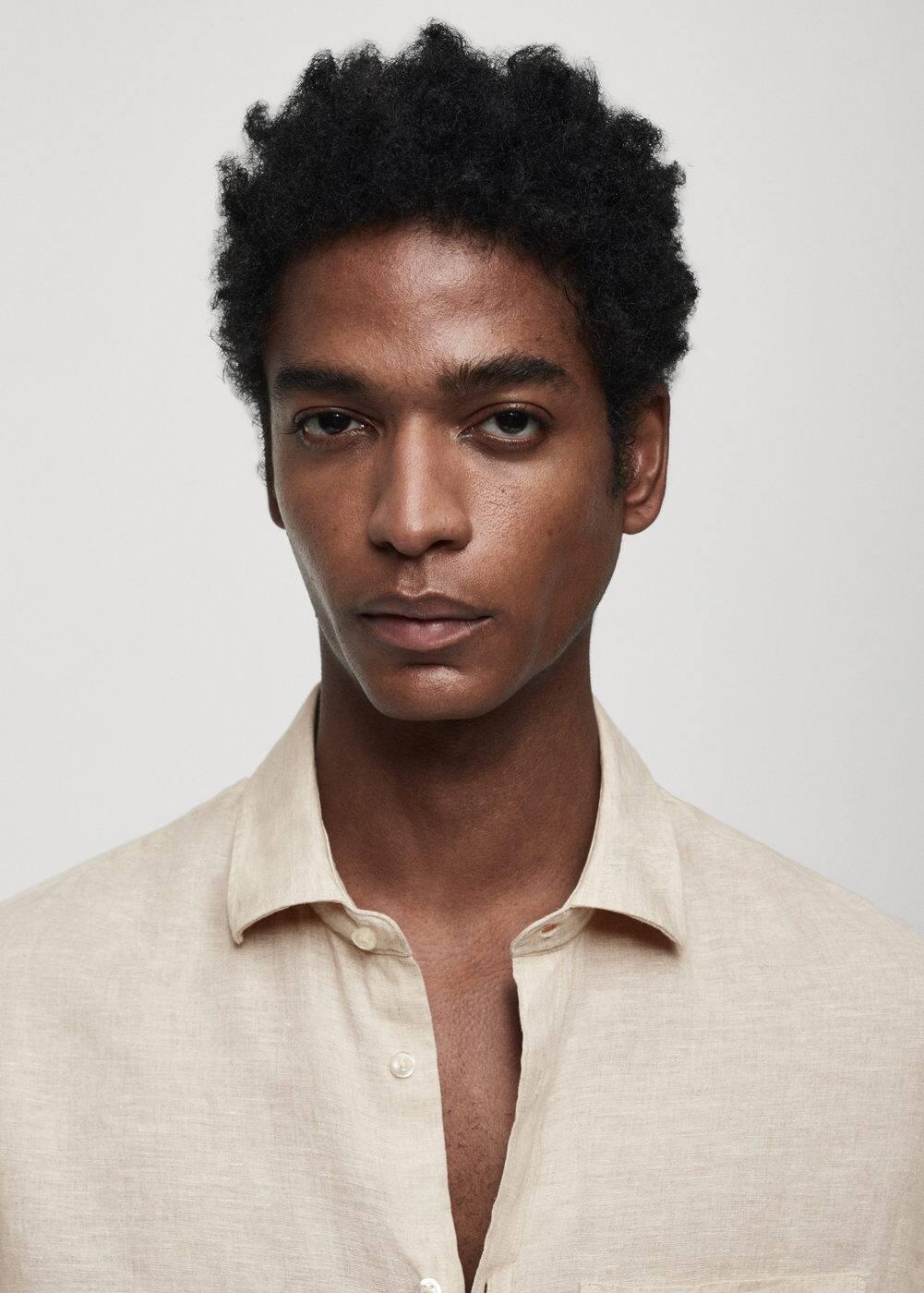 Mango Mens 100% Linen Regular-Fit Shirt Product Image