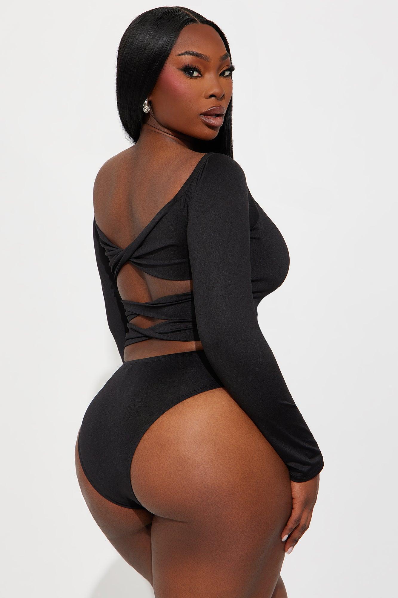 No Convincing Off Shoulder Cut Out Bodysuit - Black Product Image