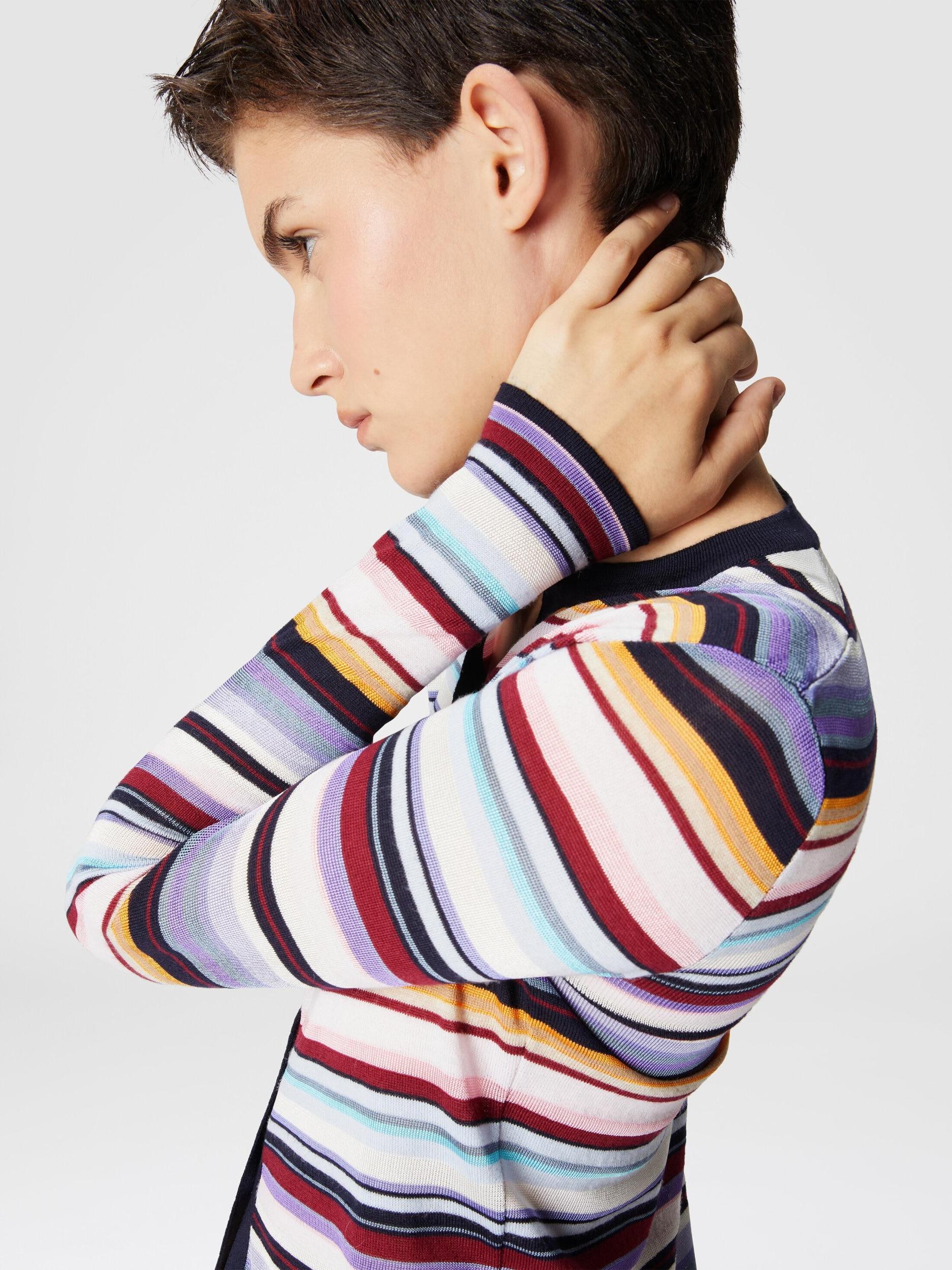 Striped wool and viscose knit cardigan Product Image