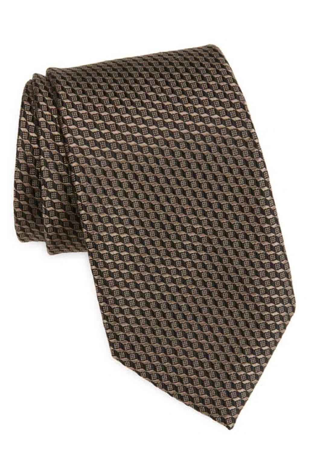 TOM FORD Geo Jacquard Mulberry Silk Tie In Brown Product Image