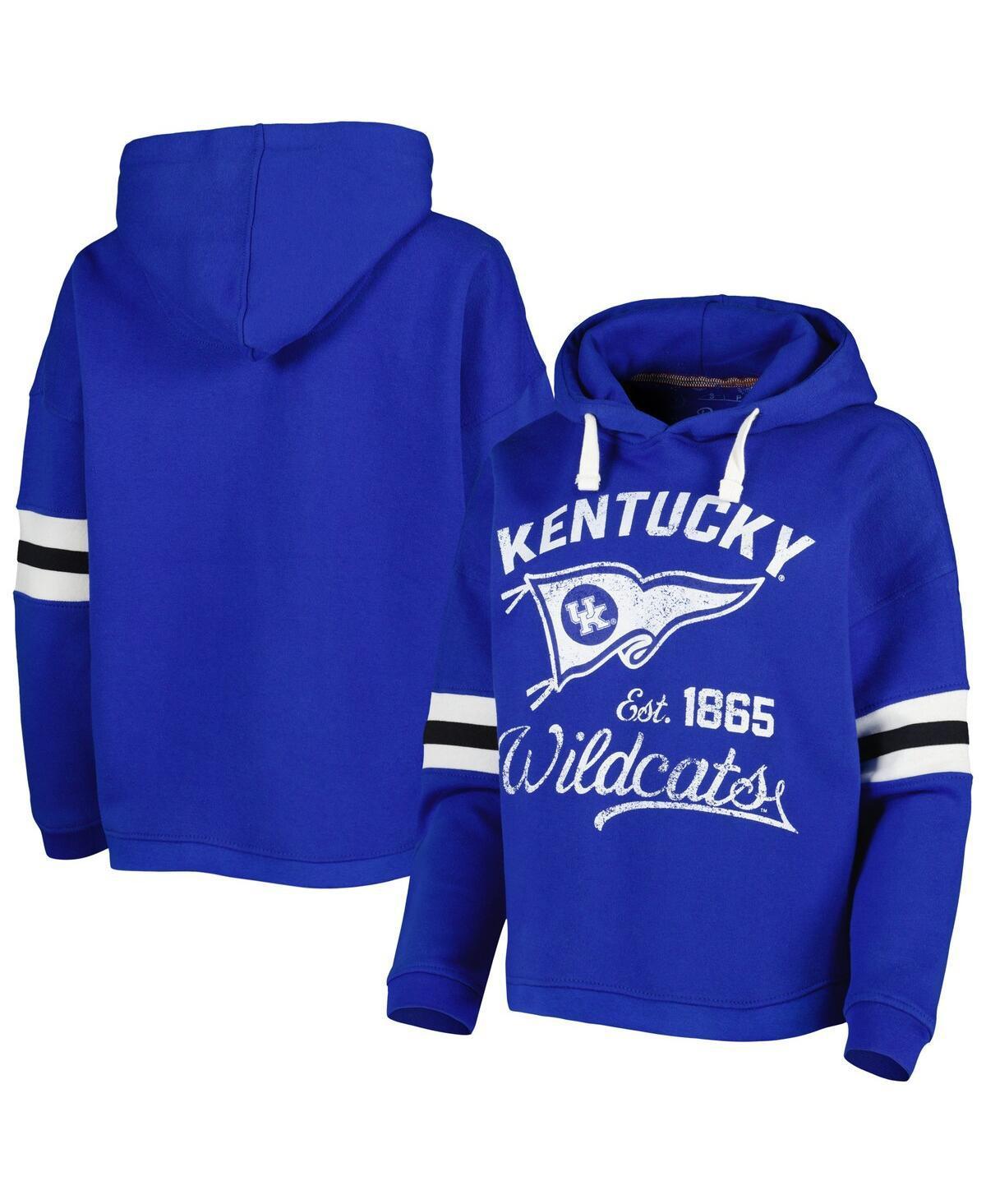 Women's Pressbox Royal Kentucky Wildcats Super Pennant Pullover Hoodie, Size: Medium, Blue Product Image
