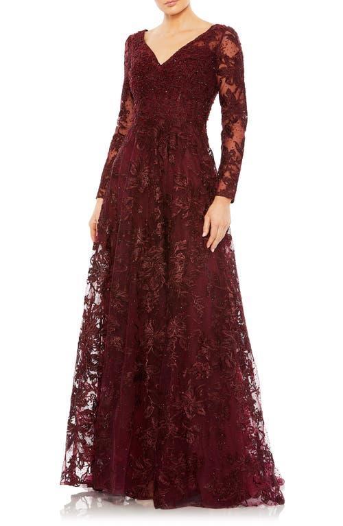 Womens Evening Crystal-Embellished V-Neck Gown Product Image