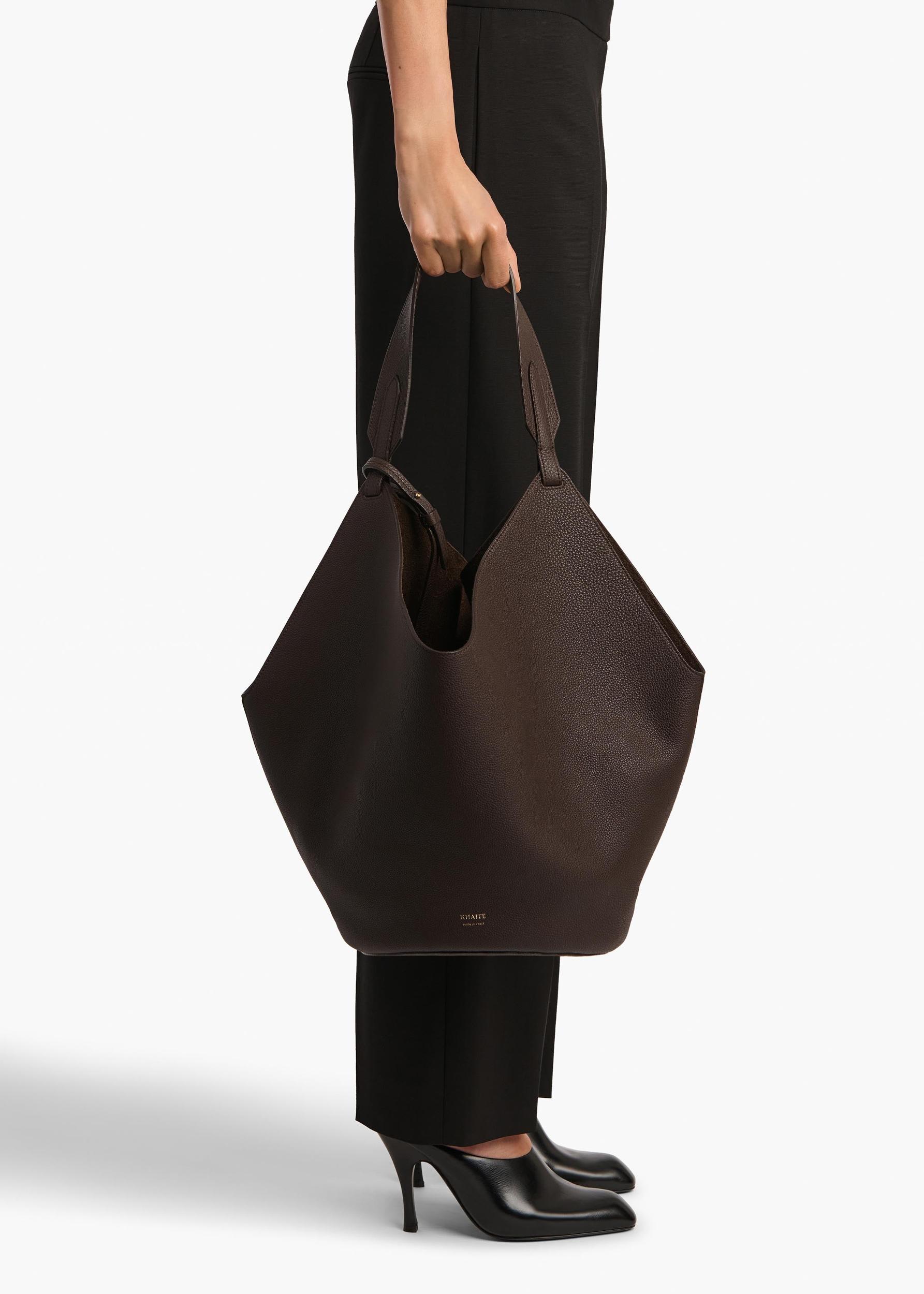 Medium Lotus Tote in Espresso Pebbled Leather Product Image