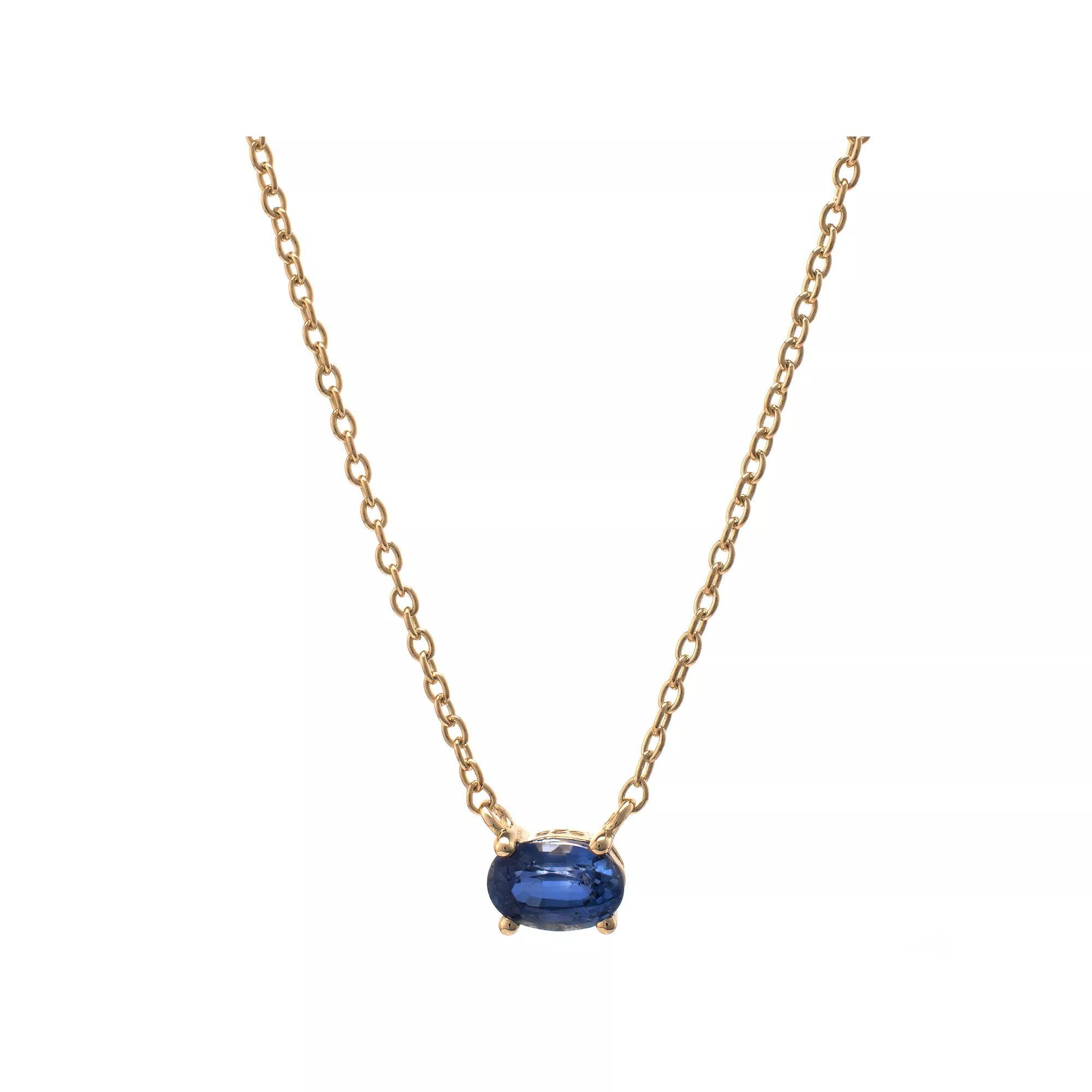 Gemistry 14k Gold Blue Kyanite Pendant Necklace, Women's, Size: 18" Product Image