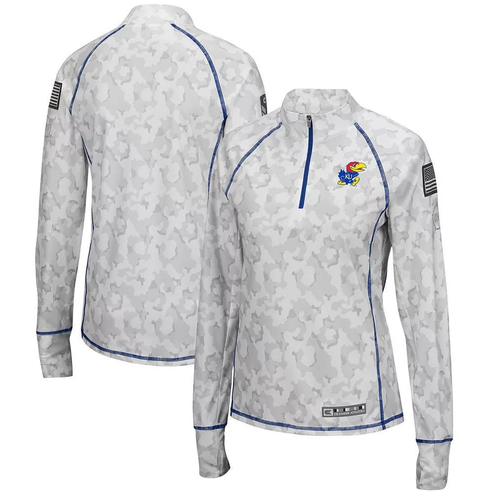 Women's Colosseum Camo Kansas Jayhawks OHT Military Appreciation Officer Arctic Lightweight Quarter-Zip Top, Size: Small, Green Product Image