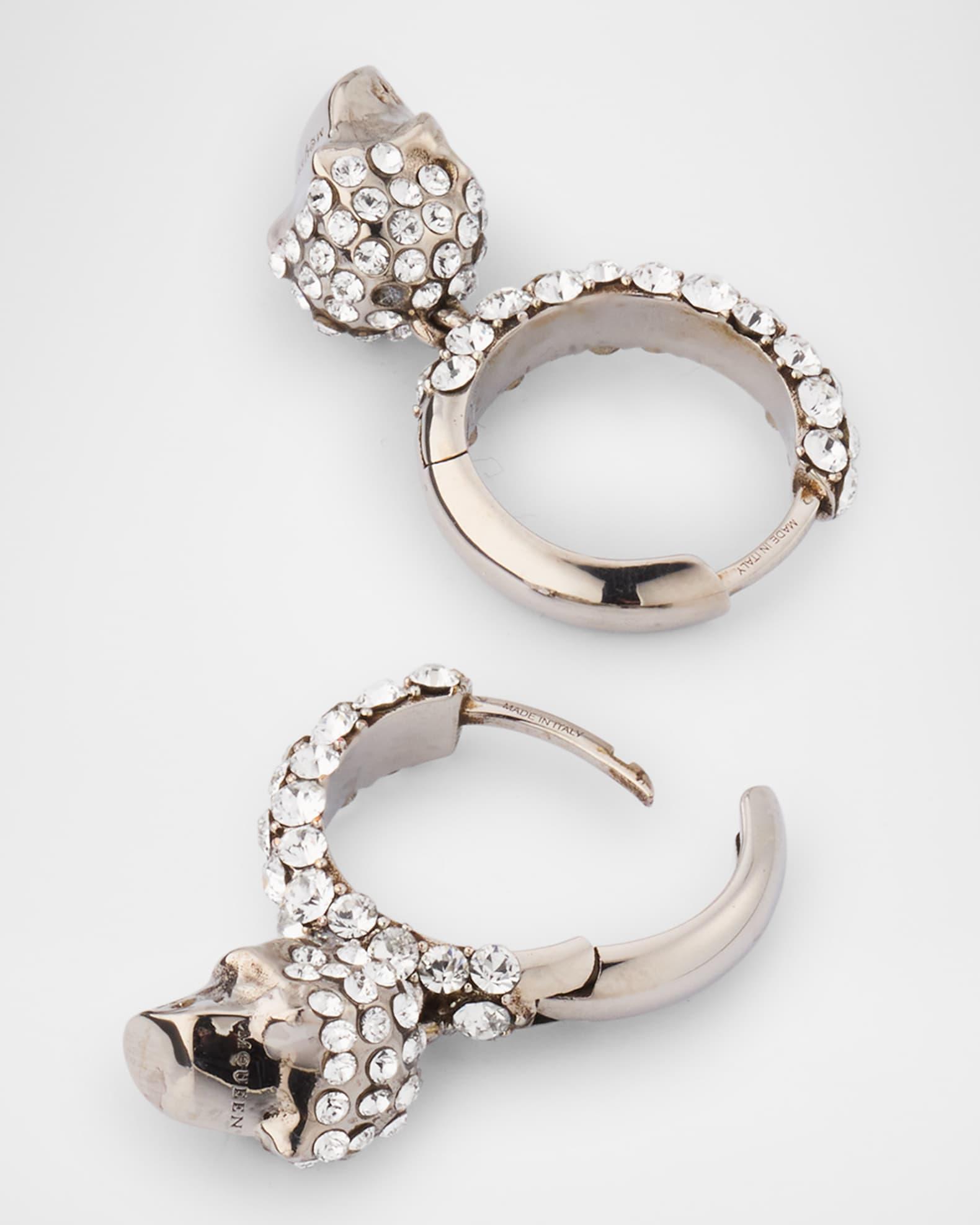 Pave Skull Hoop Earrings, Silver Product Image