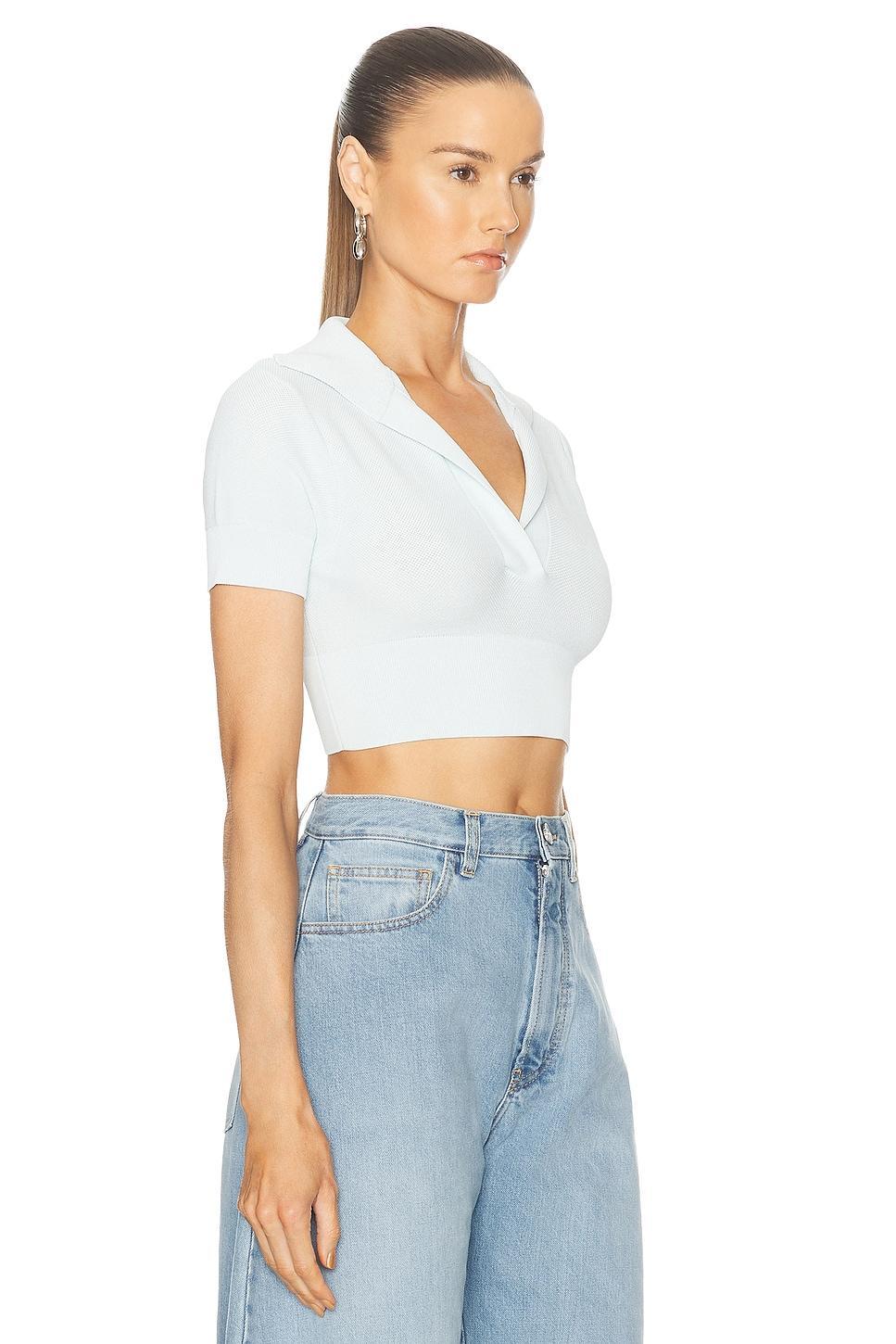 ALAÏA Cropped Polo Top In Mint Product Image