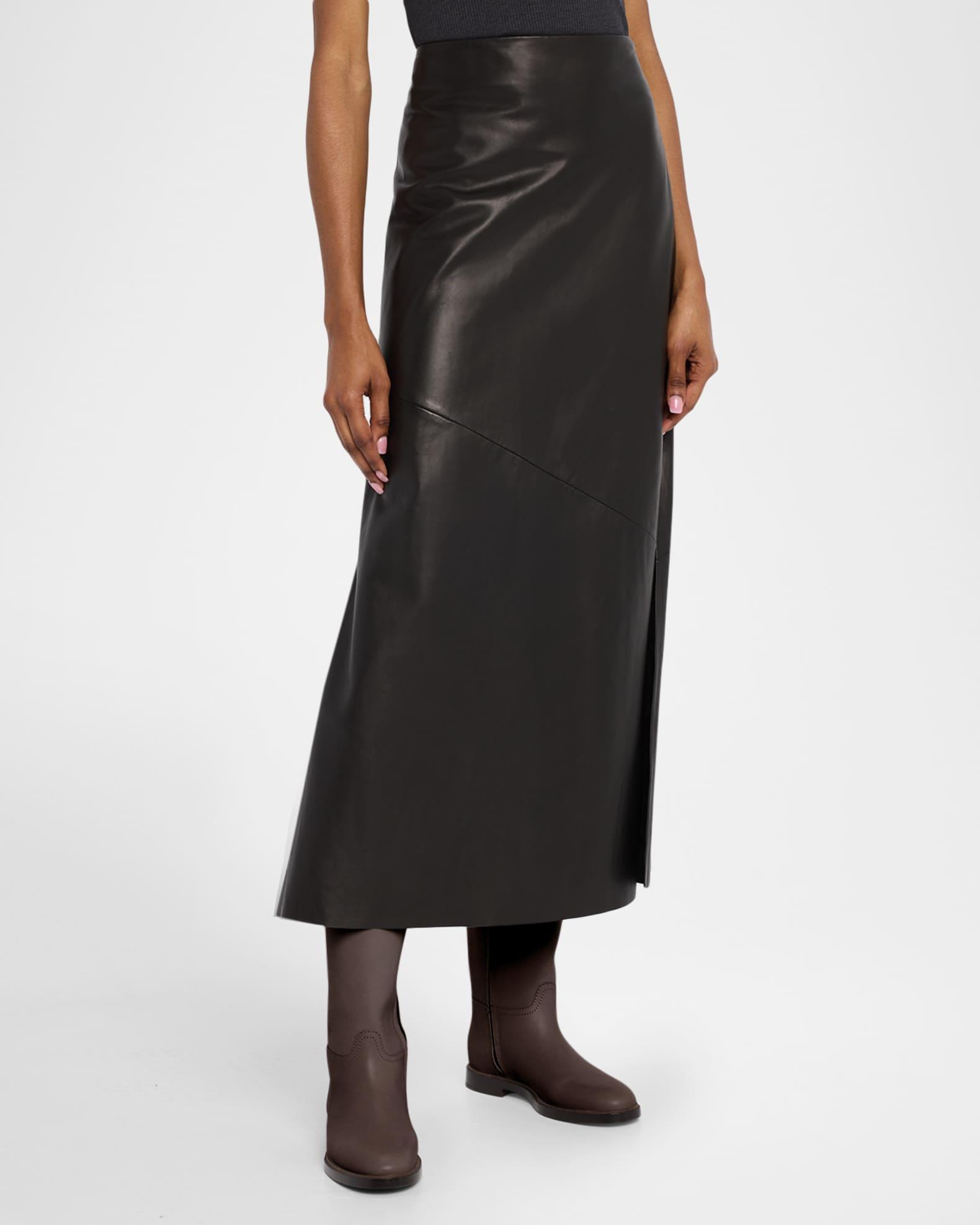 Fluid Glove Leather Pencil Ankle Skirt Product Image