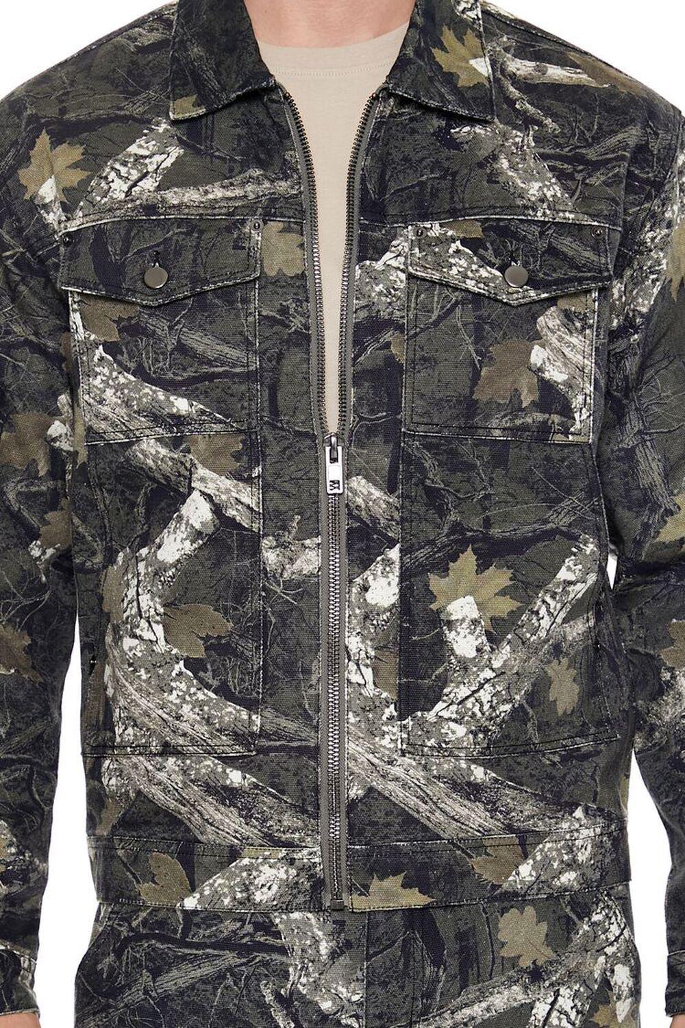 Leaf Print Zip-Up Trucker Jacket | Forever 21 Product Image