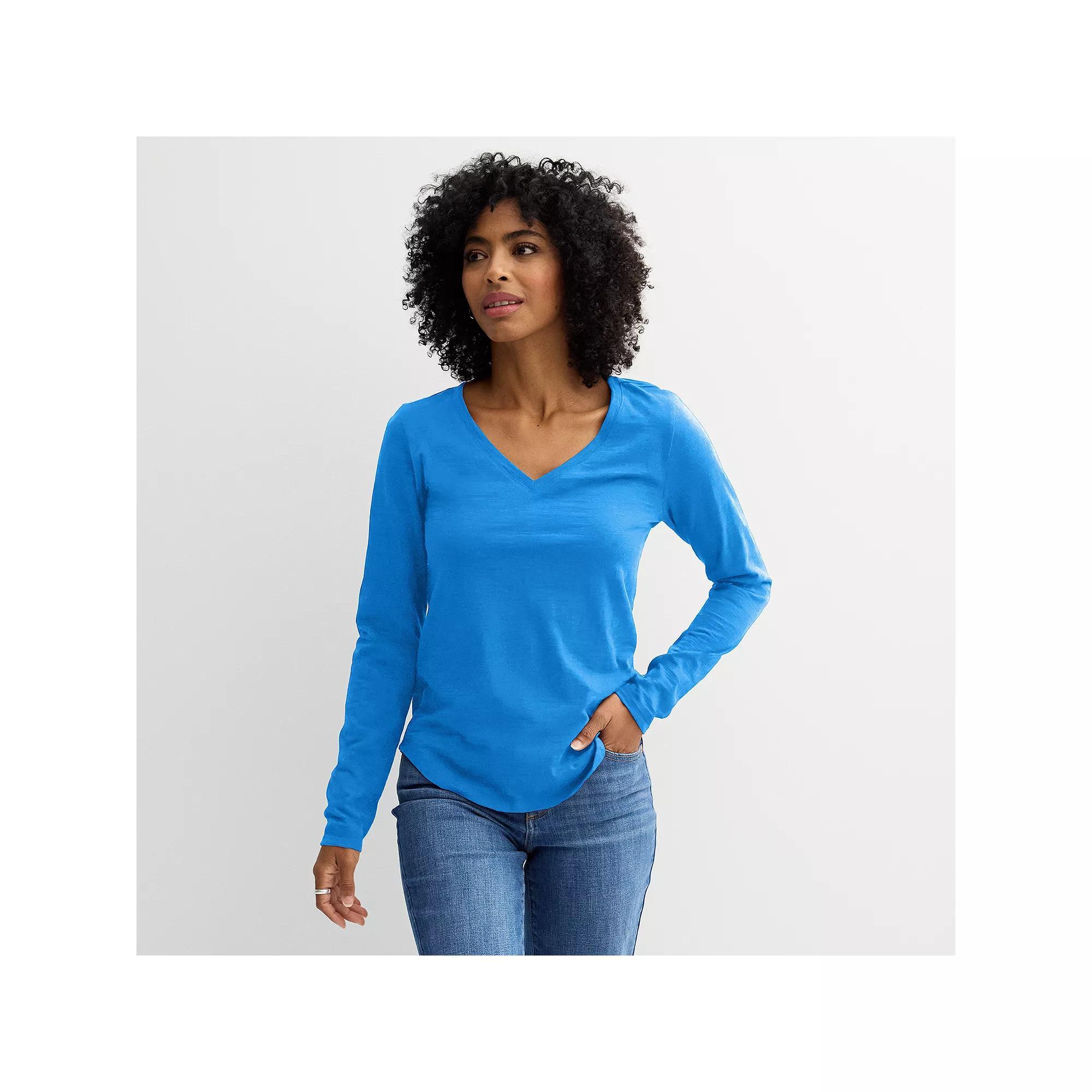 Women's Sonoma Goods For Life® Everyday Long Sleeve V-Neck Tee, Size: Small, Vincent River Product Image