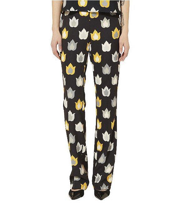 Tara Jarmon Paivan Woven Stretch Flame Print Mid Rise Straight Leg Pants Product Image
