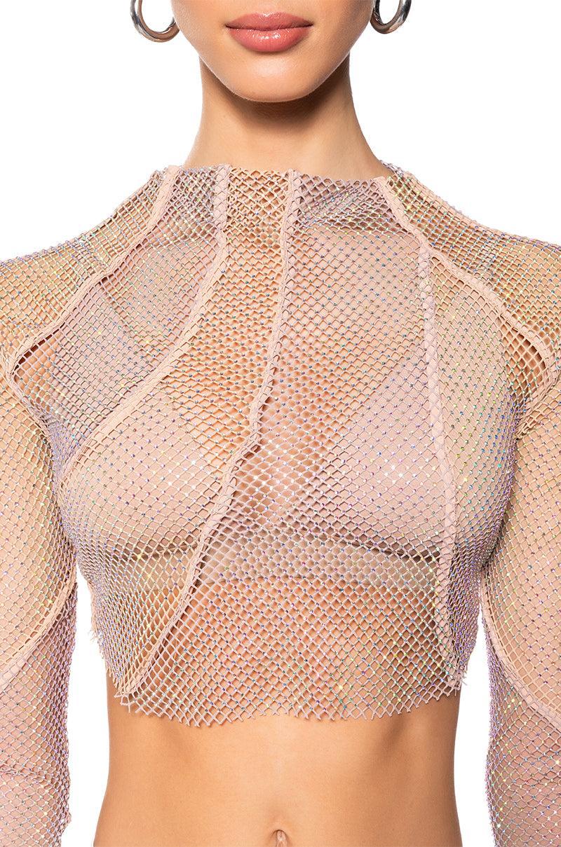 AZARIA RHINESTONE MESH TOP Product Image