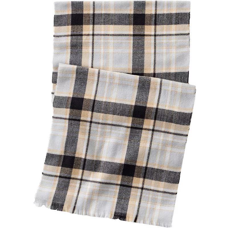 Women's Lands' End CashTouch Pattern Scarf, Ivory Plum Plaid Product Image