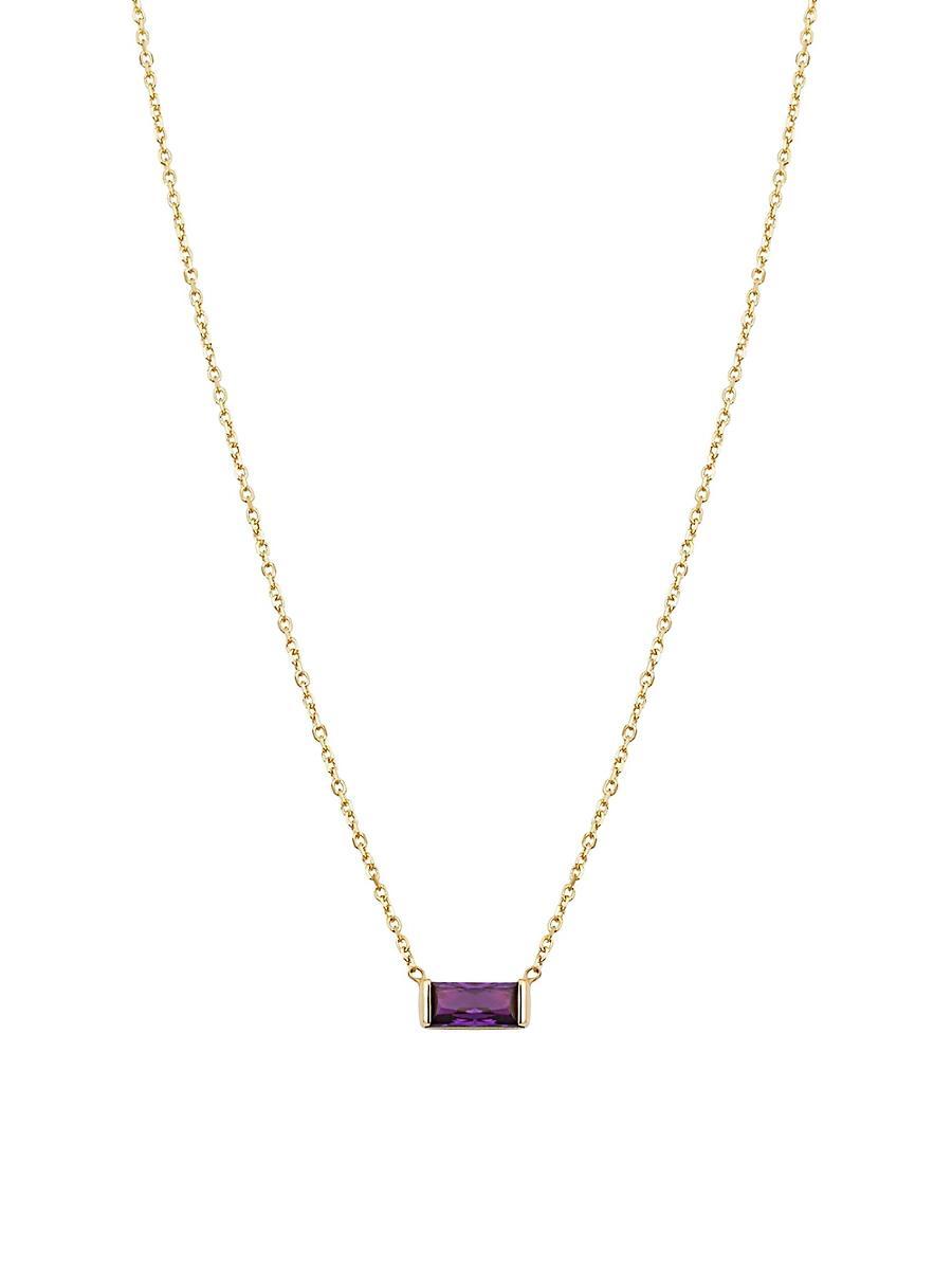 Womens 14K Yellow Solid Gold, Fresco Baguette Pendant Necklace Product Image
