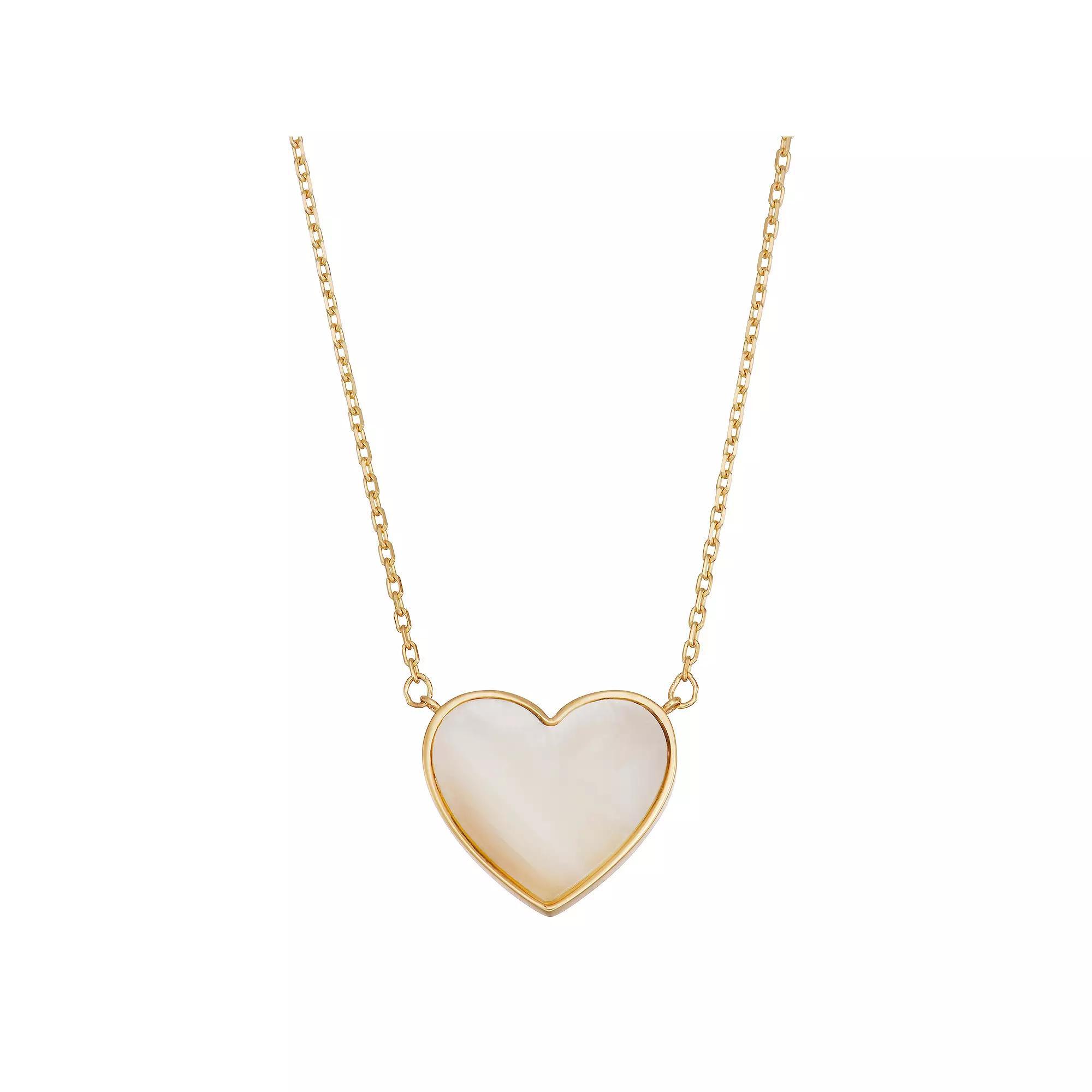 Au Naturale 14k Gold Mother Of Pearl Heart Pendant Necklace, Women's, Size: 16" Product Image