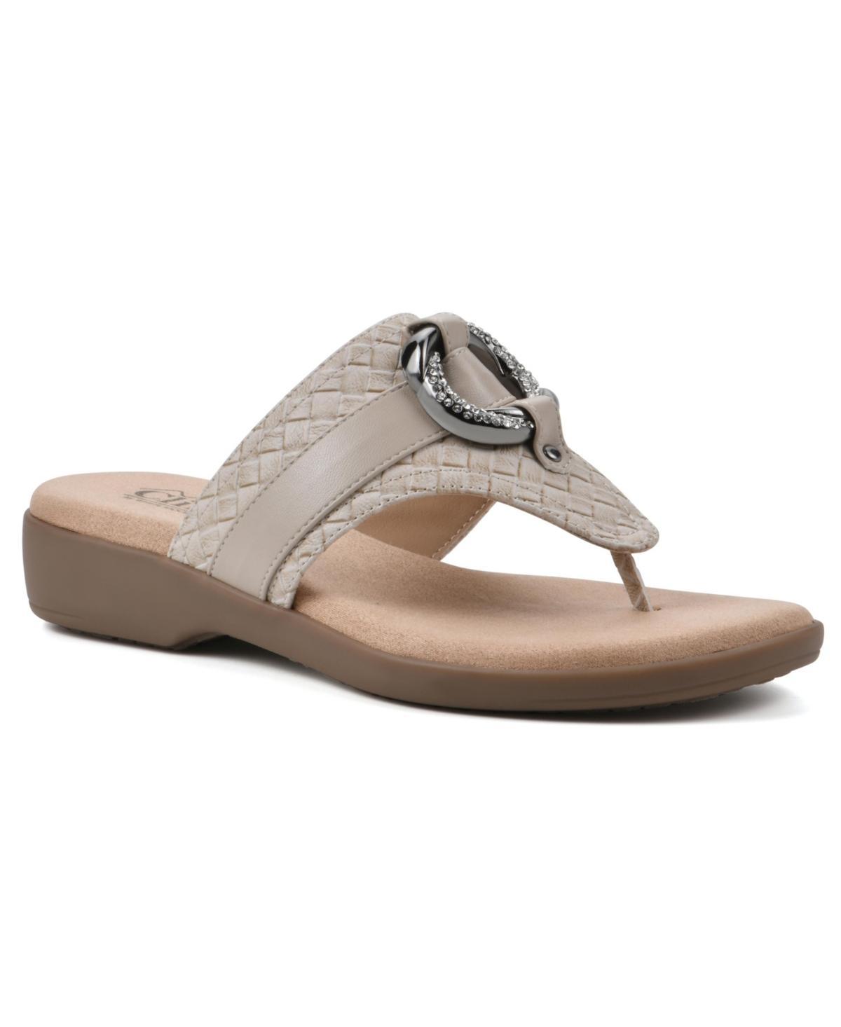 Cliffs by White Mountain Benedict Women's Thong Sandals, Size: 8, Blue Woven Product Image