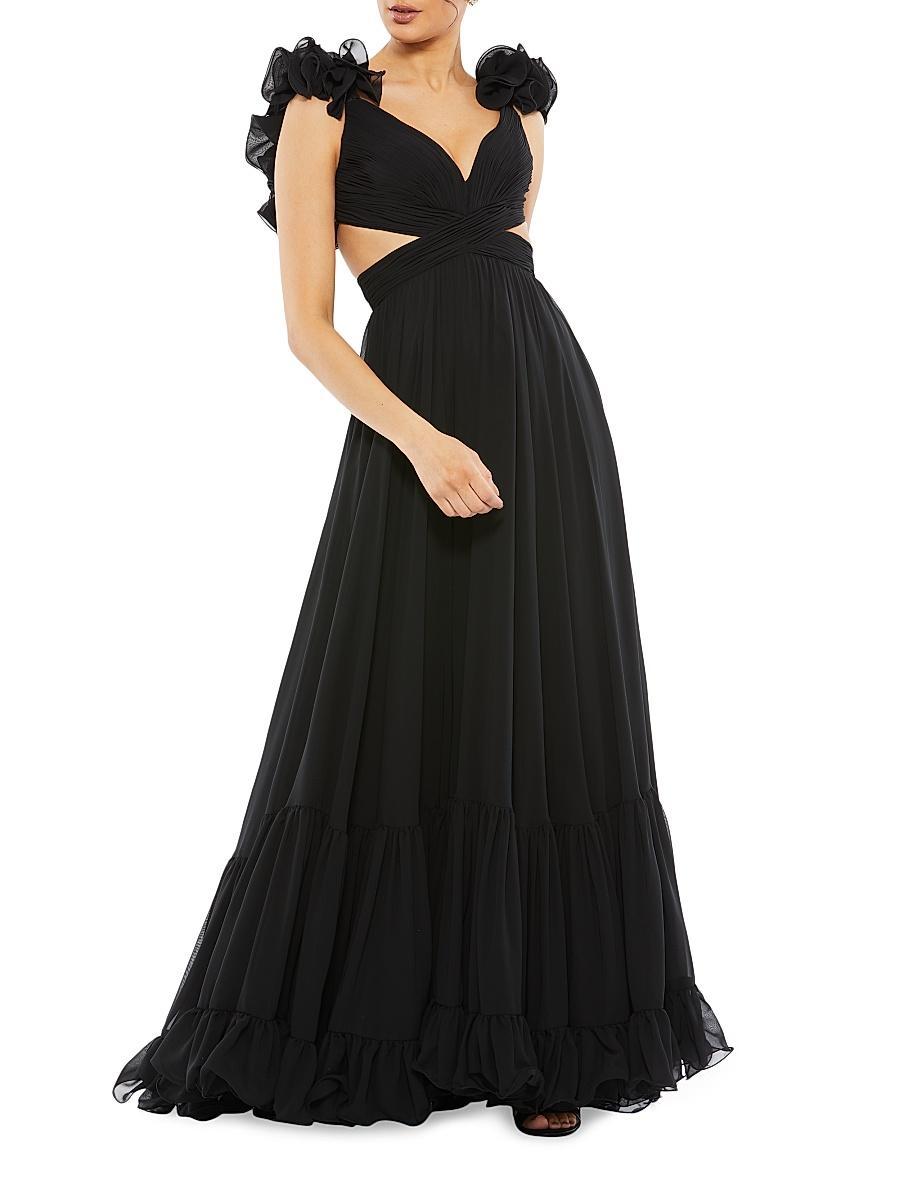 Mac Duggal Ruffle Tiered Cut-Out Chiffon Gown Product Image