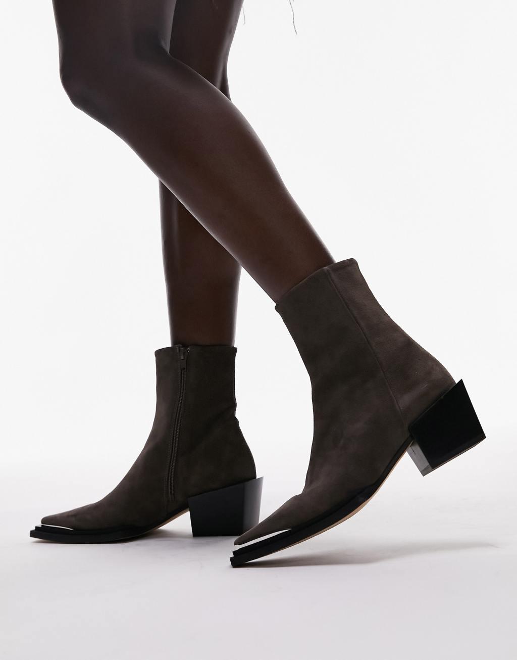 Topshop Riley leather western boot Product Image
