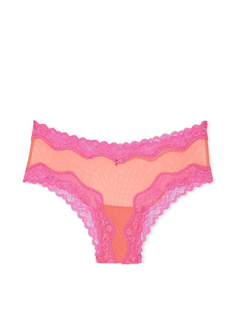 Tease Mesh Lace-Trim Cheeky Panty Product Image