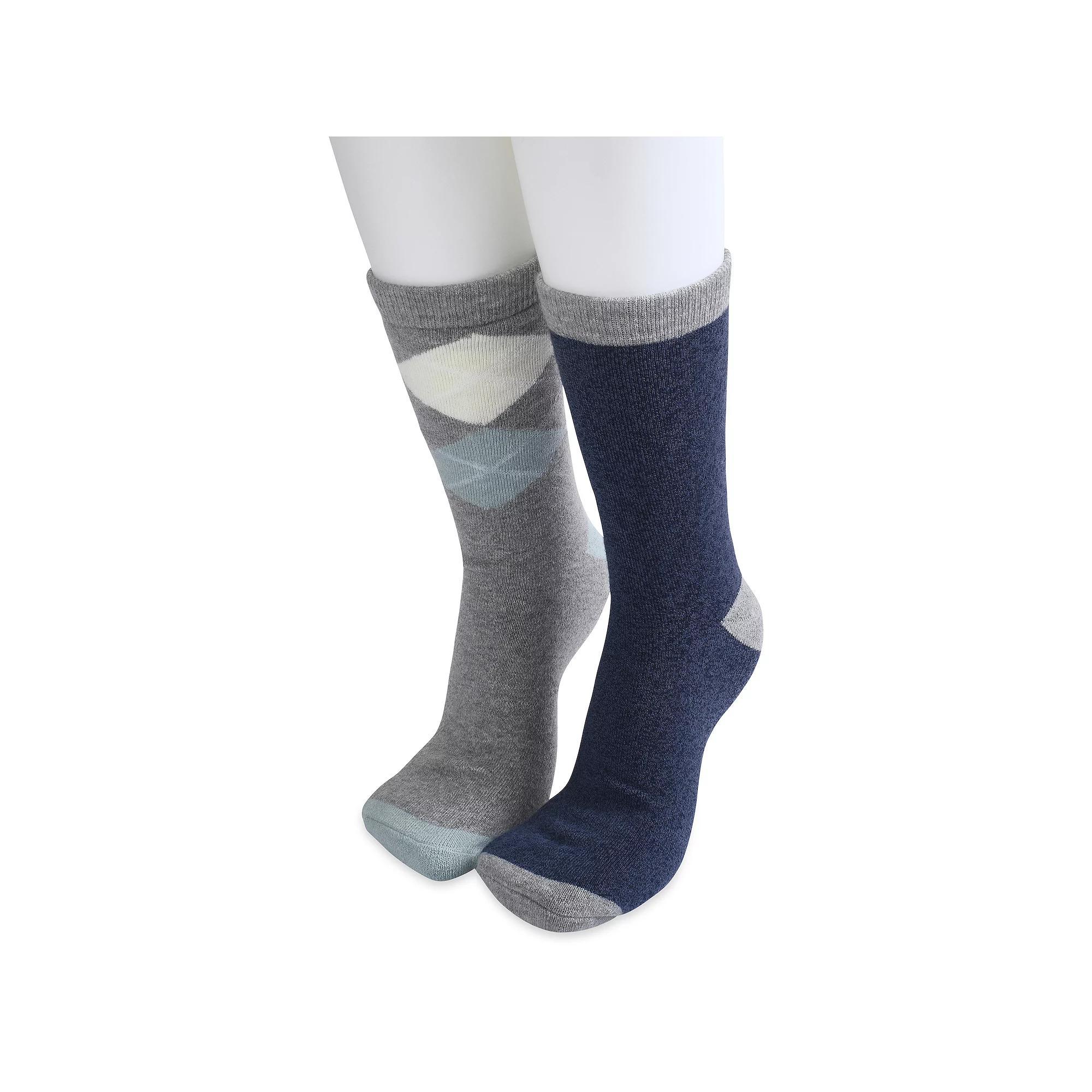 Women's GaaHuu 2 Pack Cushioned Thermal Socks, Size: 9-11, Gray Argyle Product Image
