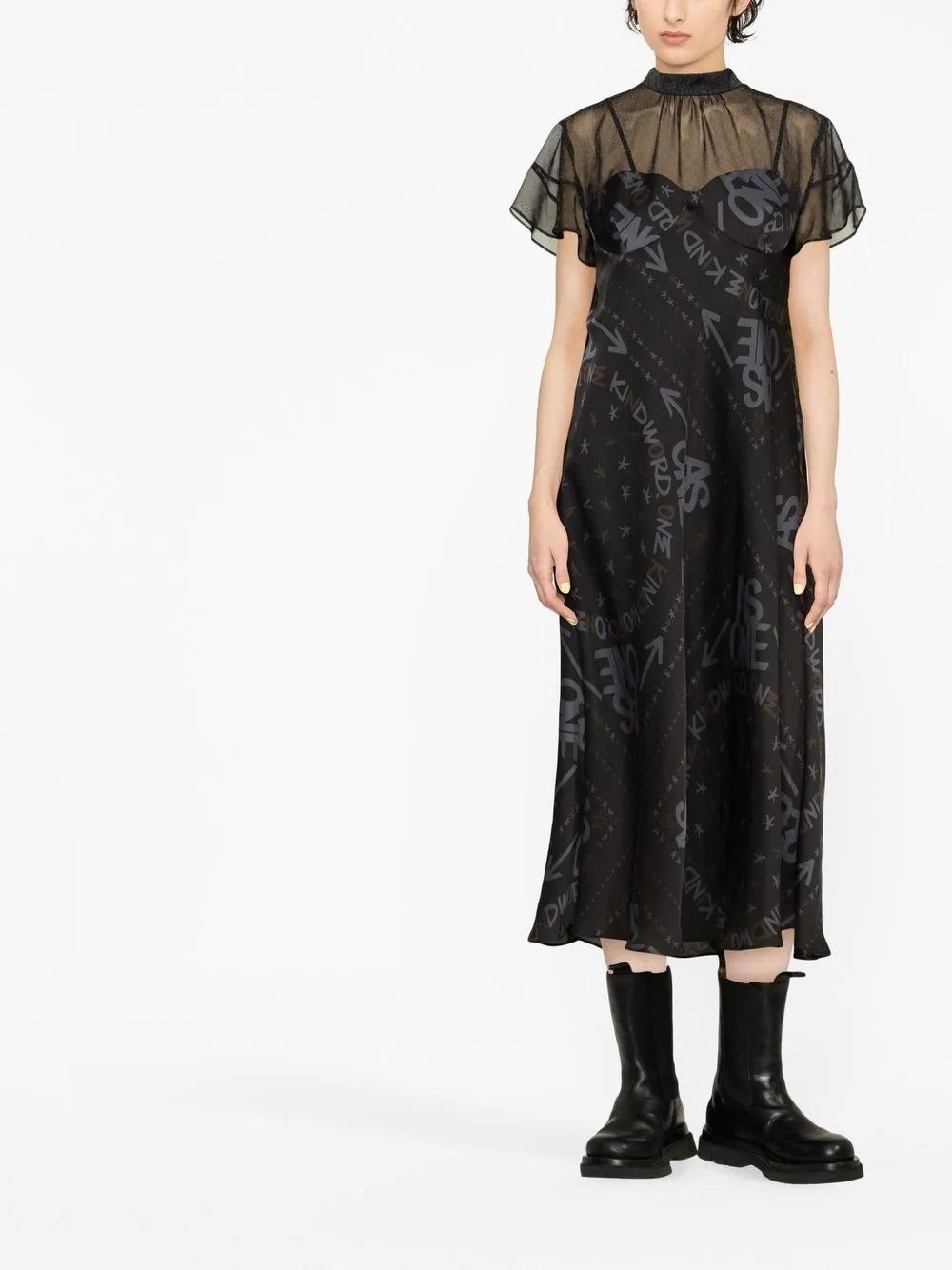 SACAI X Eric Haze Logo Print Dress In Black Product Image