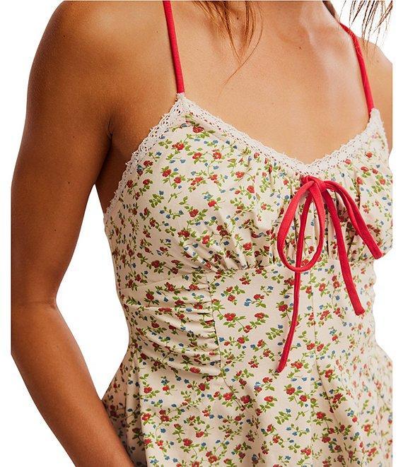 Free People Sammi Floral Print Sweetheart Neckline Sleeveless Peplum Tank Product Image