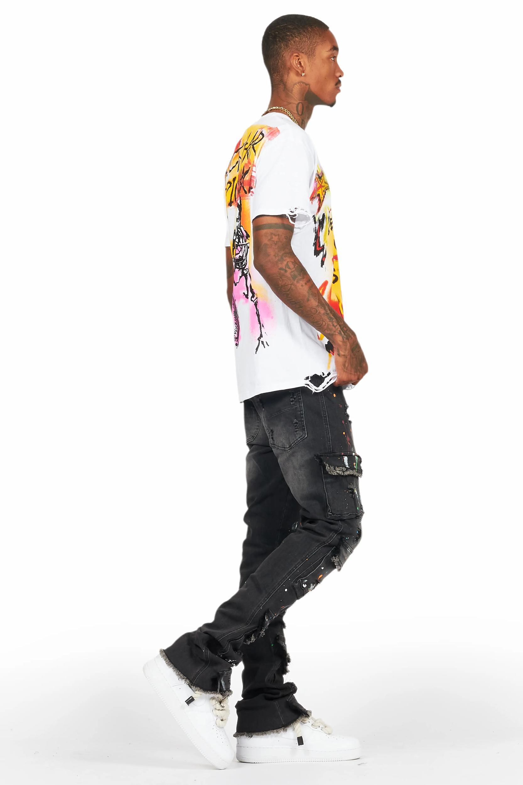Edel Black Stacked Flare Jean Male Product Image