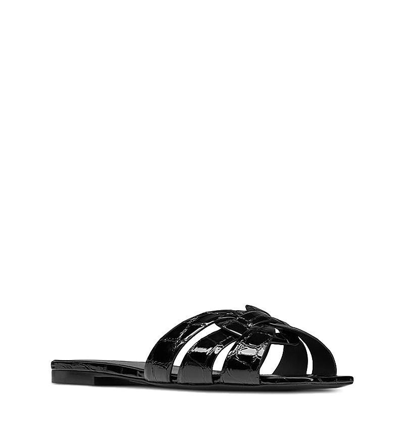 Saint Laurent Womens Tribute Mules in Metallic Leather Product Image