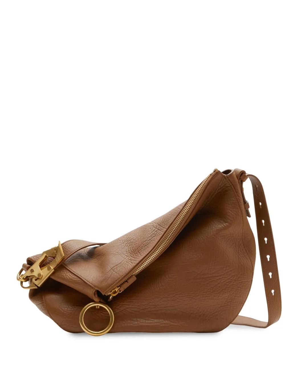BURBERRY Medium Knight Leather Shoulder Bag In Hazel Product Image