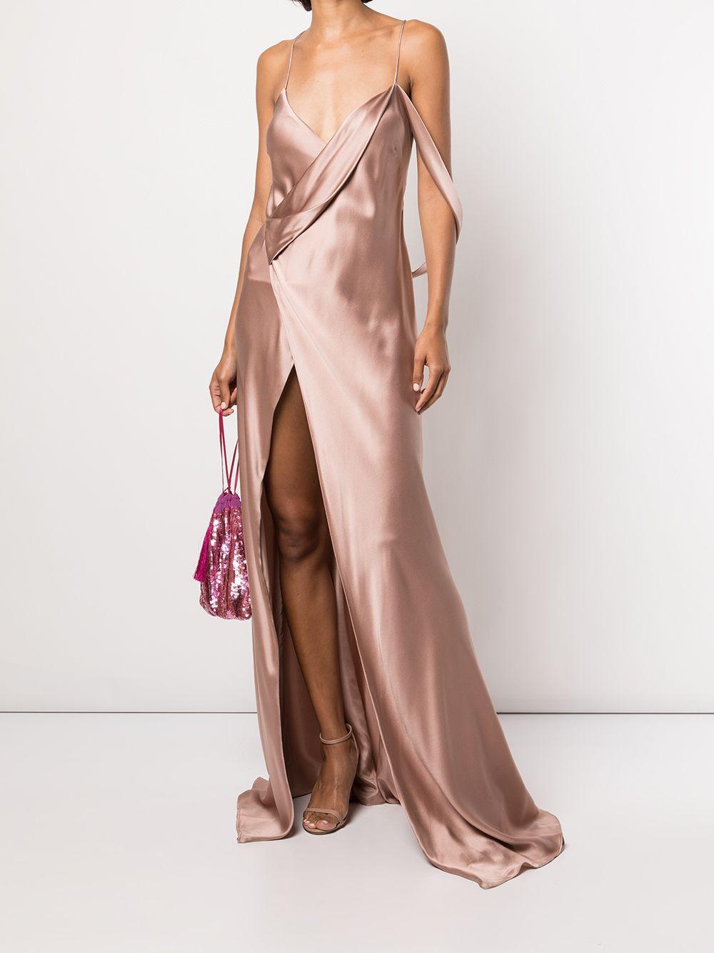 silk wrap floor-length gown Product Image