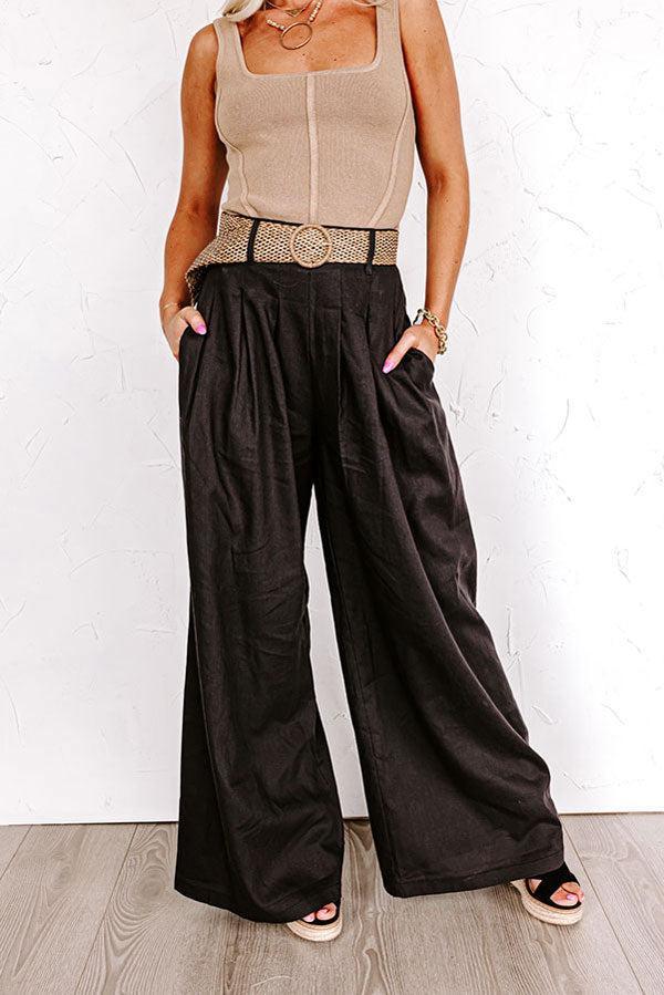 The Maris High Waist Linen-Blend Trousers Black Product Image