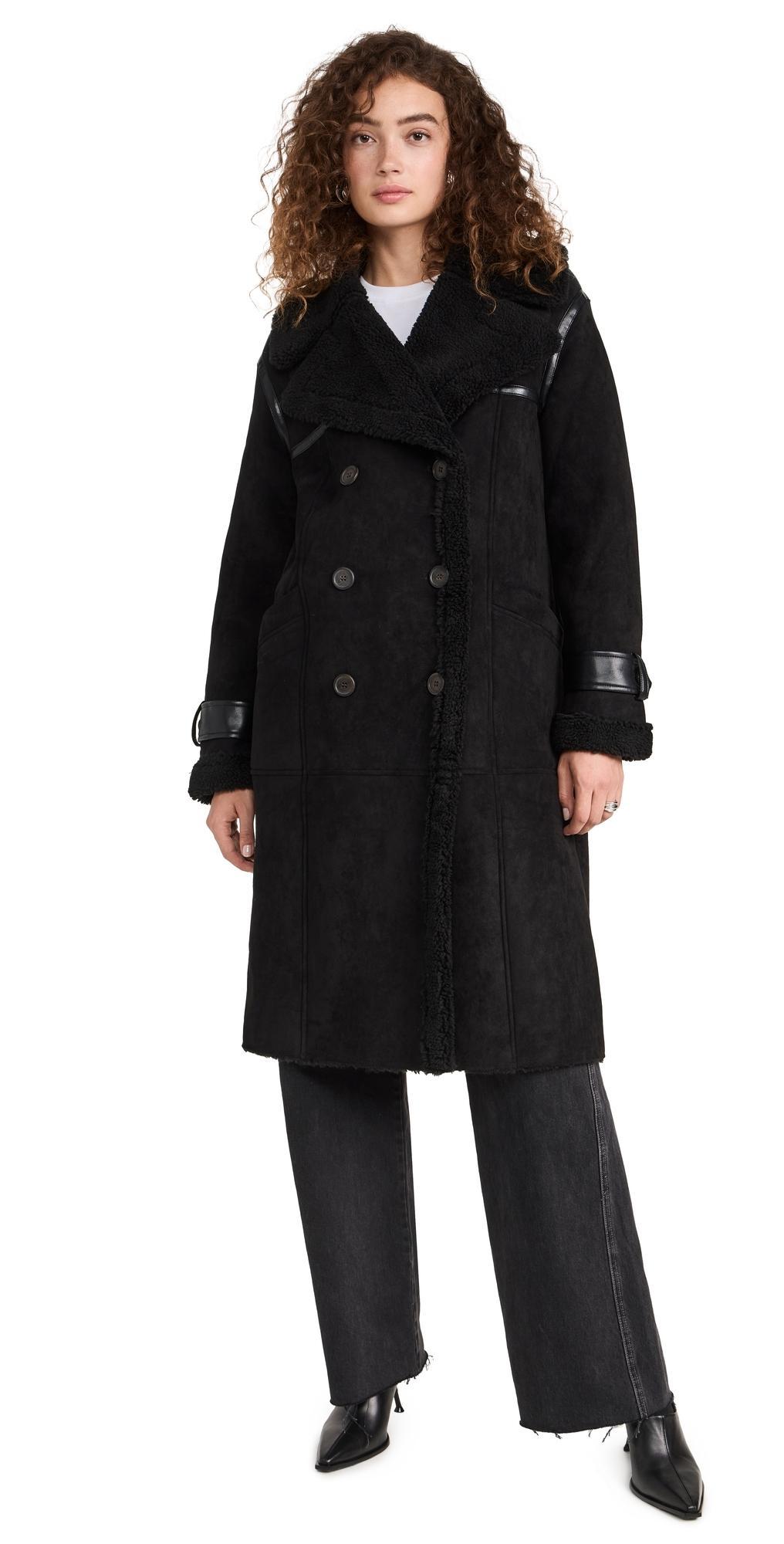 Avec Les Filles Faux Shearling Trench Coat Product Image
