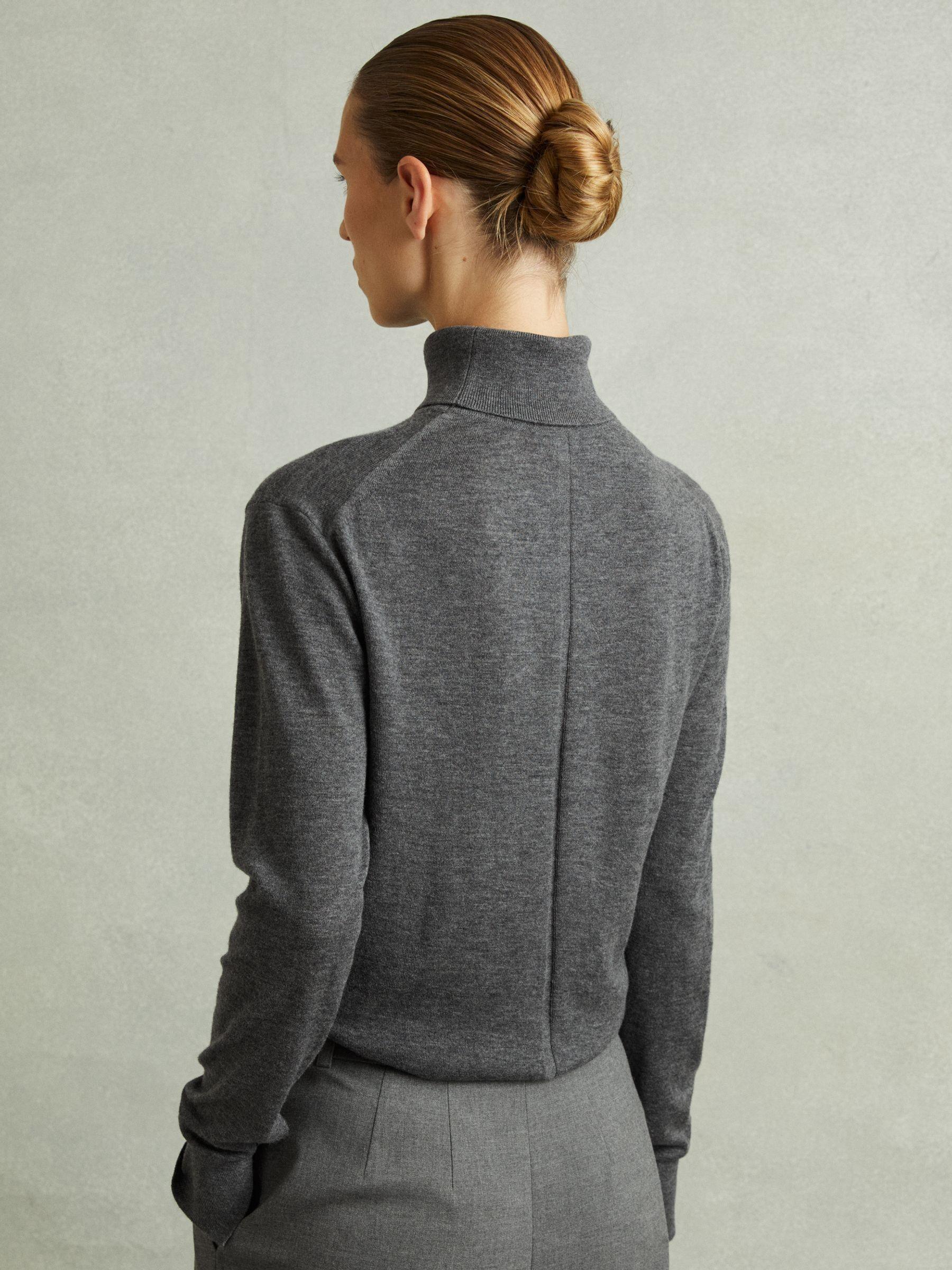 Merino Wool Roll Neck Jumper in Charcoal Product Image