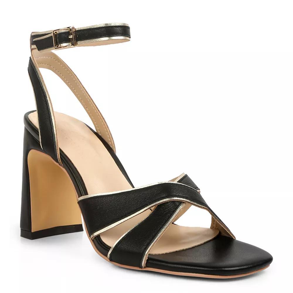 Rag & Co Women's Metallic Lined Leather Block Heel Sandals, Size: 10, Beige Gold Product Image