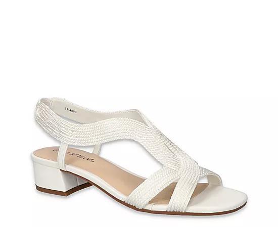 Easy Street Festival Block Heel Women's Woven Sandals, Size: 6 XW, White Woven Product Image